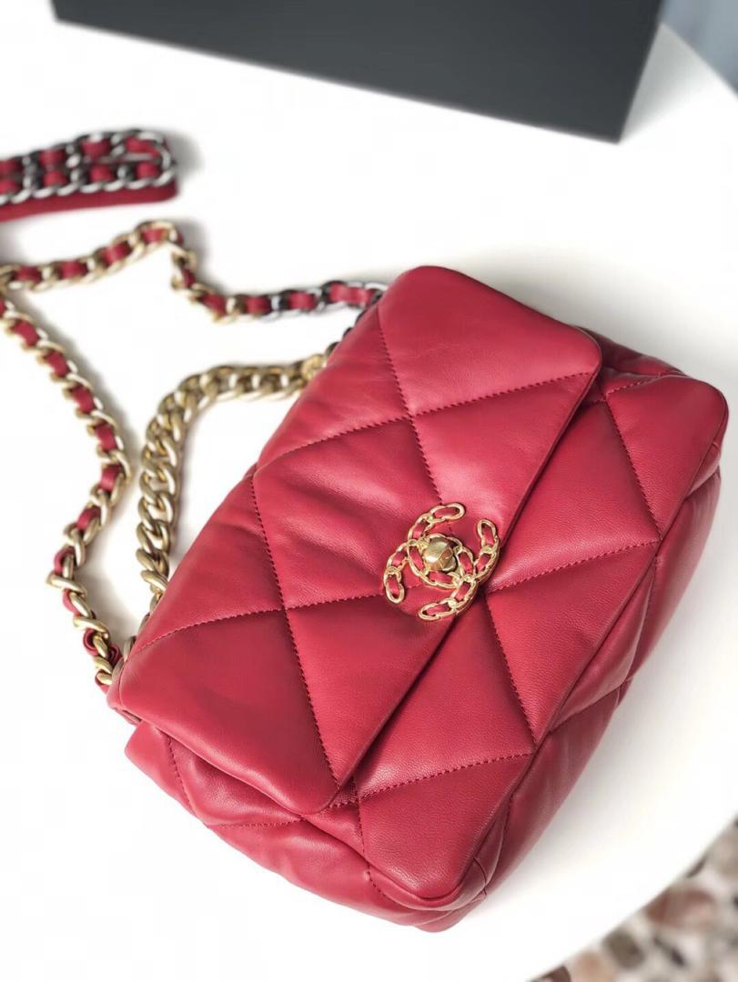 Ch**el 19 Handbag 26cm Red For Women AS1160