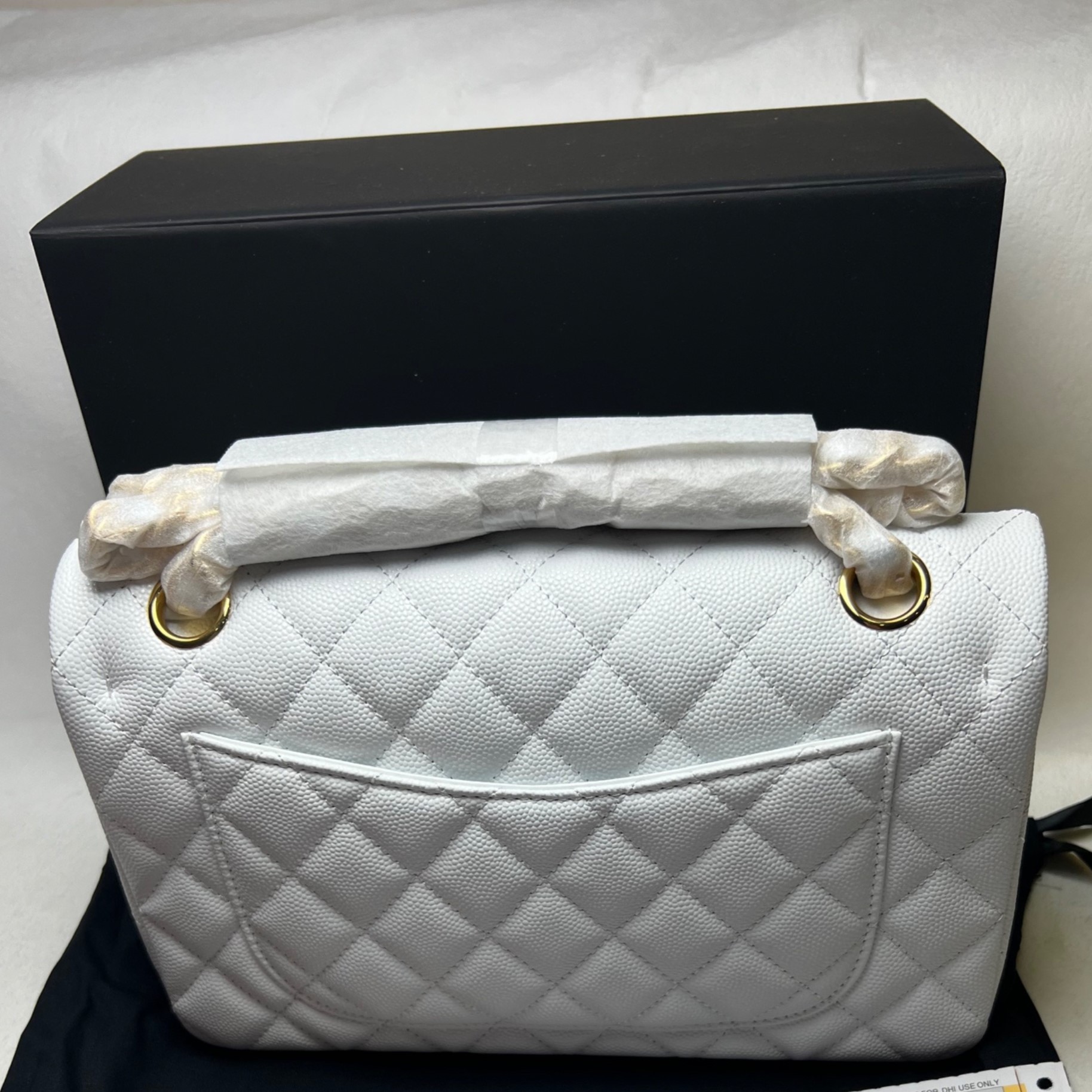 [True-to-ORIGINAL] Ch**el Small Classic Double Flap White Gold-Toned For Women 9.1in/23cm