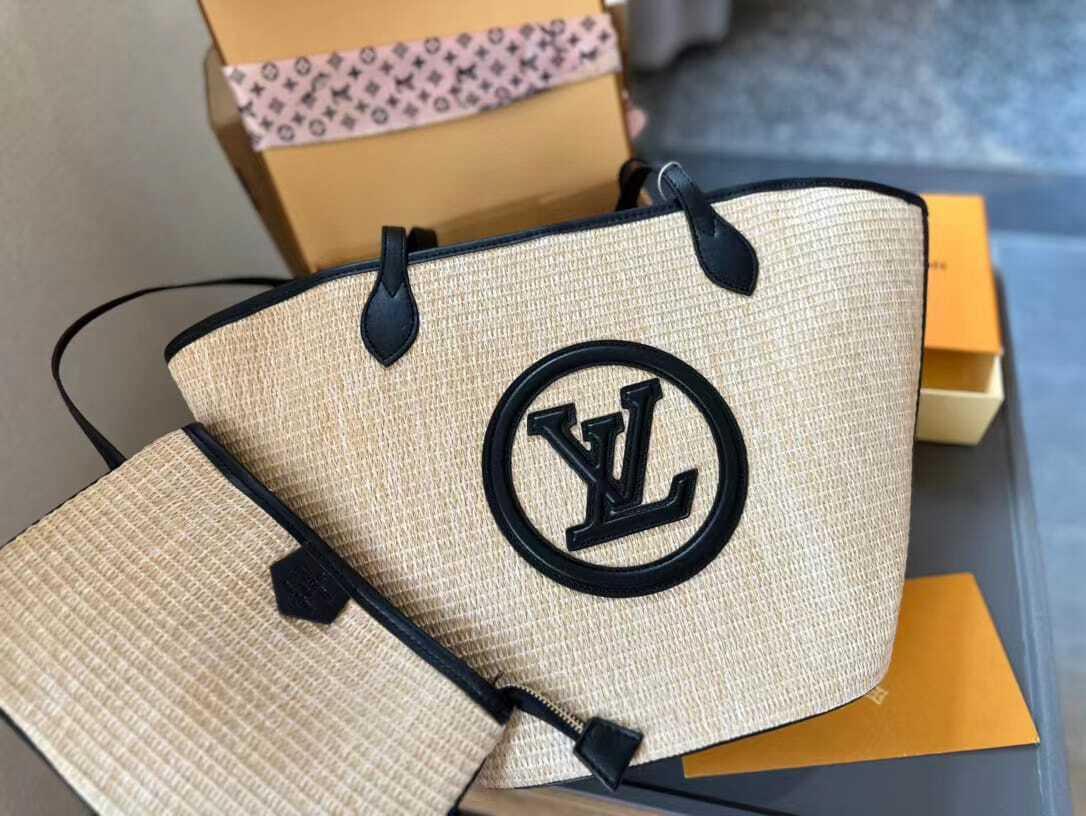 L0vis Vvtt0n Saint Jacques Raffia Beige For Women, Women’s Handbags, Shoulder And Crossbody Bags 22.4in/57cm LV