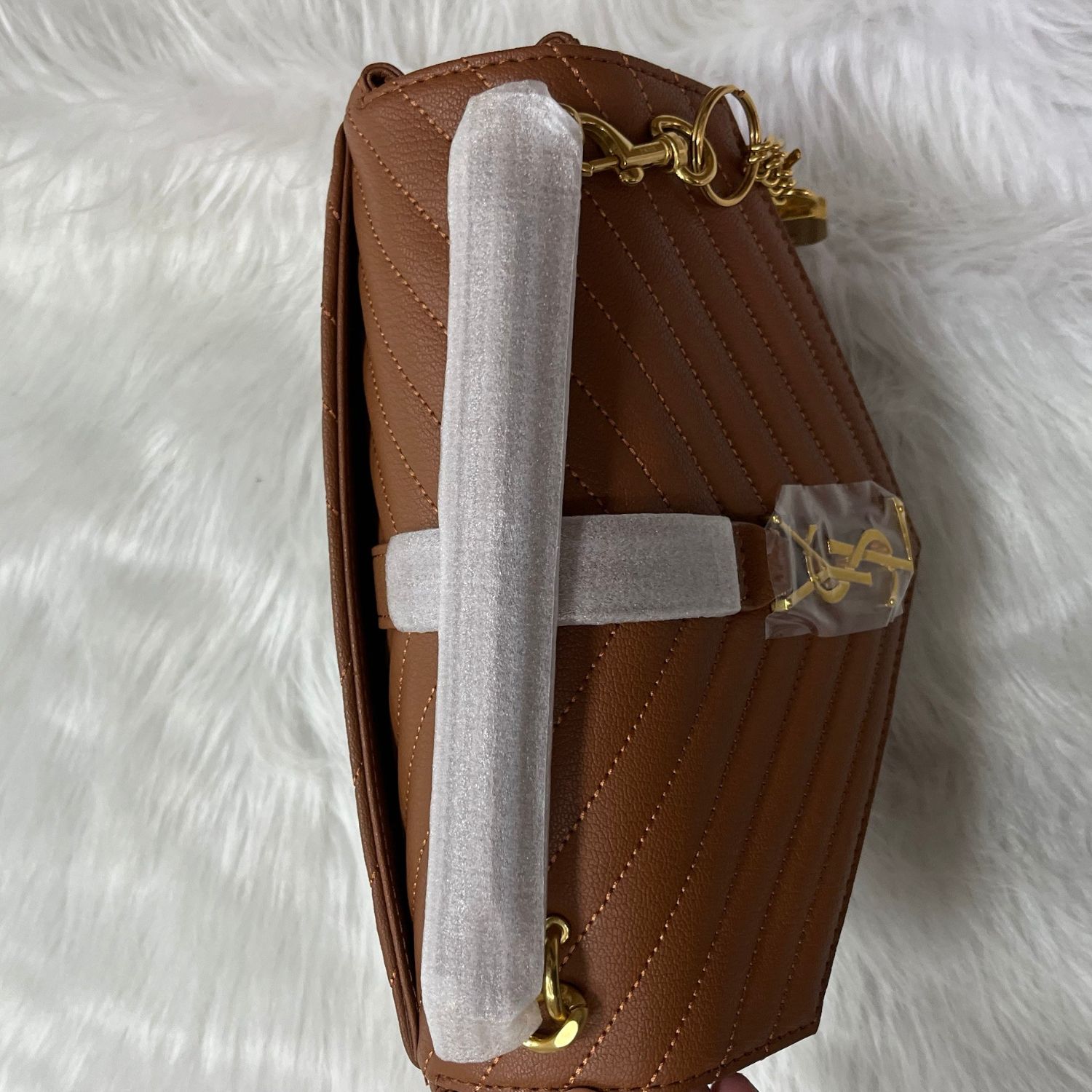 Sa1nt Lau*nt College Medium Chain Bag Brown For Women‎ 9.4in/24cm 6002791U8077715