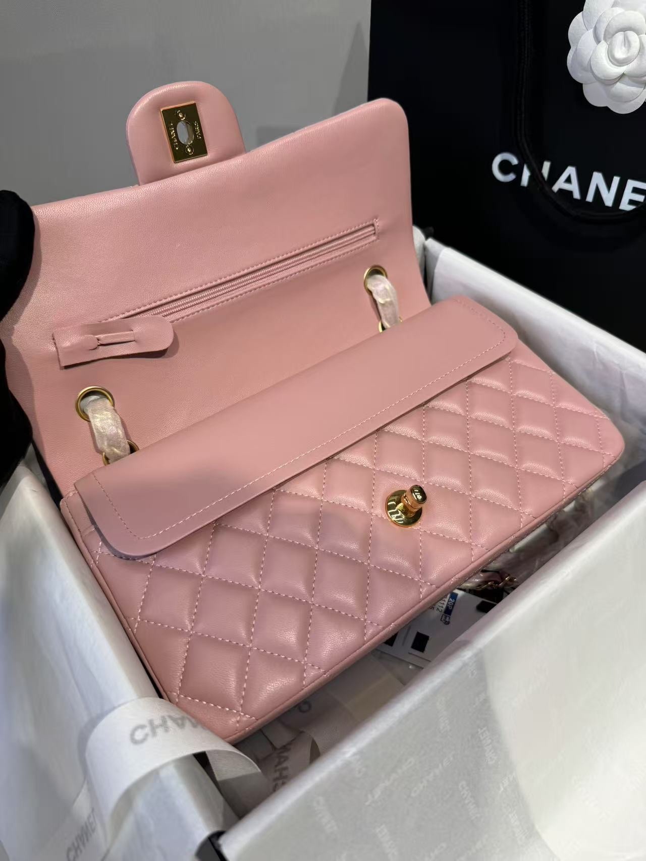 [True-to-ORIGINAL] Ch**el Classic 11.12 Handbag Light Pink For Women 9.9in/25.5cm A01112 Y04059 NJ523