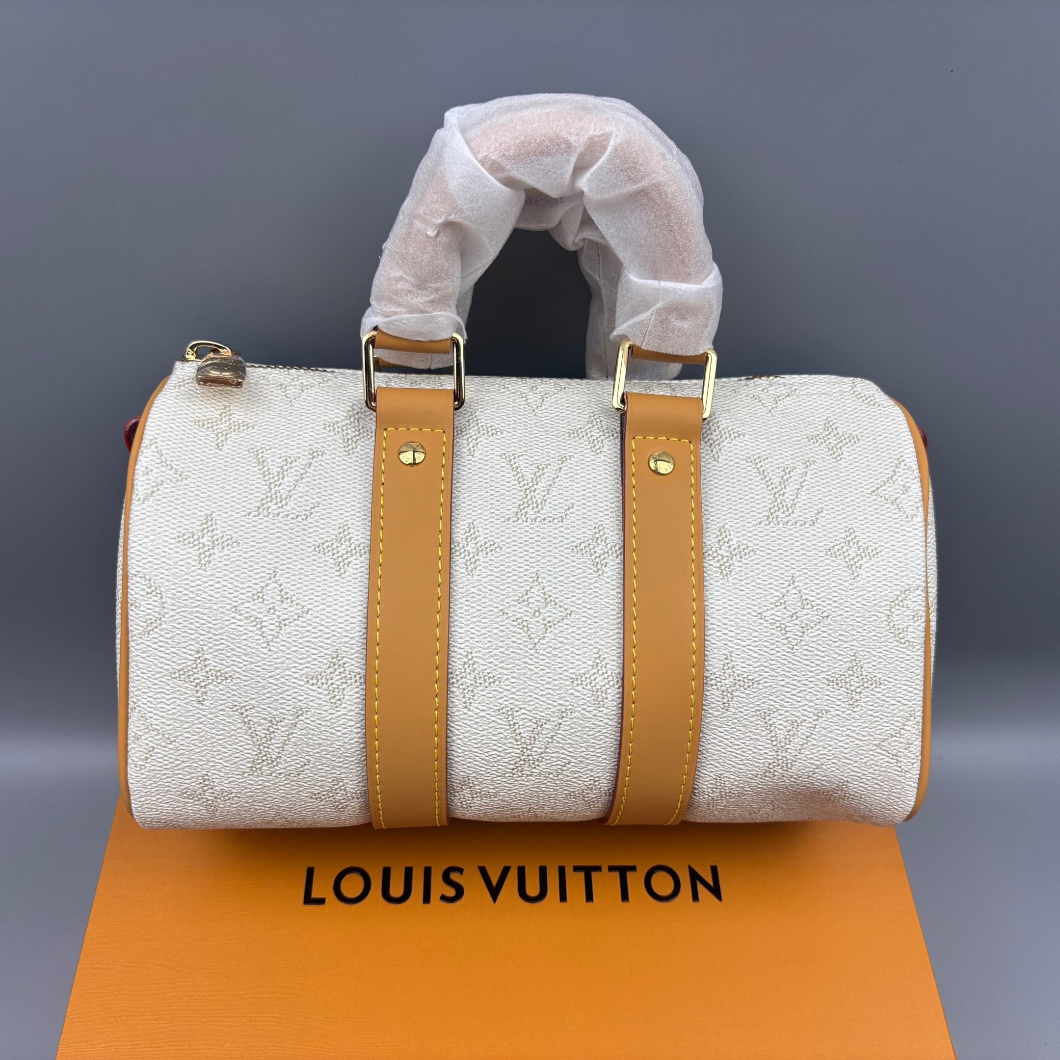 [True-to-ORIGINAL] L0vis Vvtt0n Keepall Bandoulière 25 Bags Off-White 25cm/9.8in – M15076