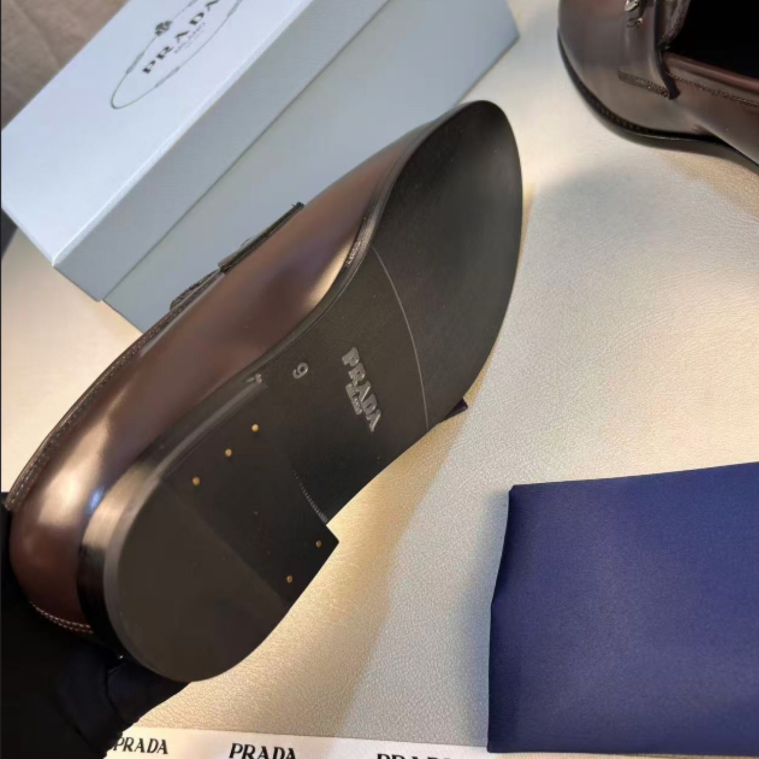 Pra*a Leather Loafer Brown For Men