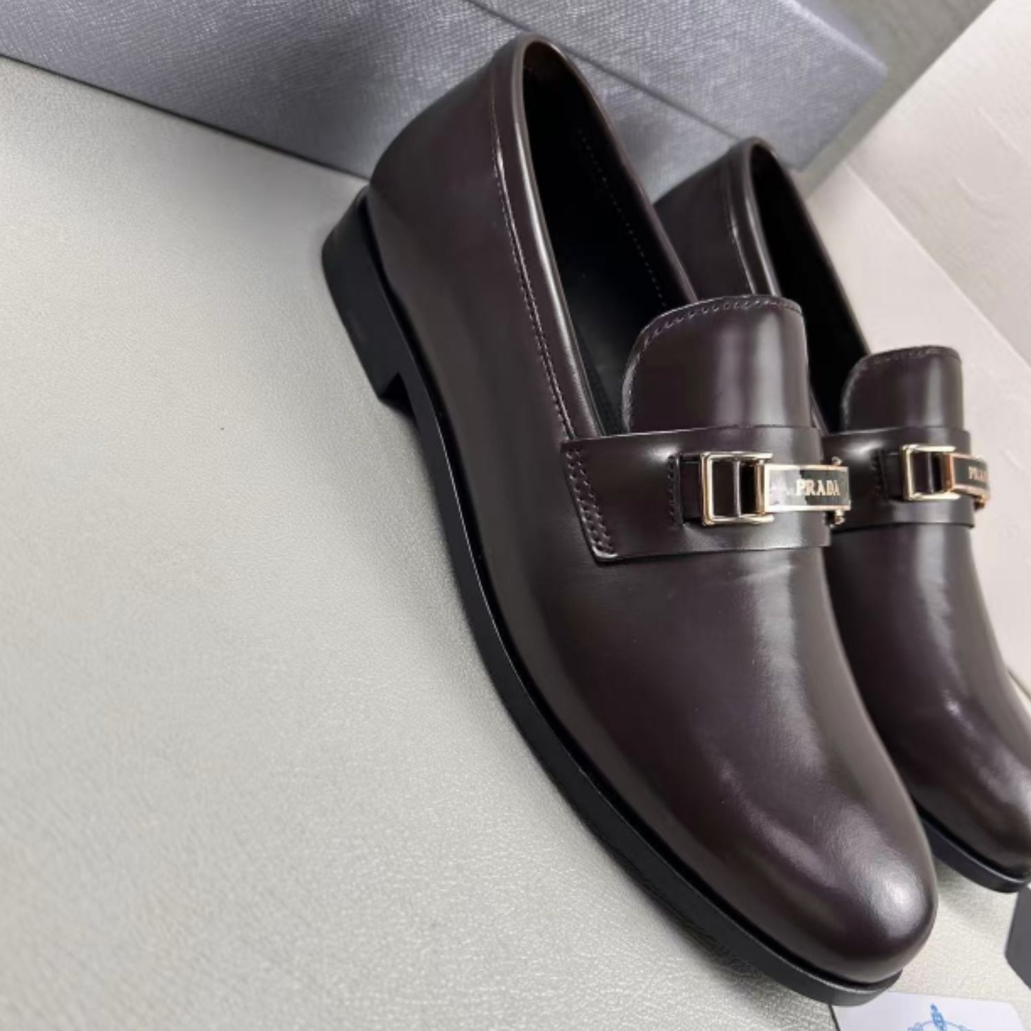 Pra*a Leather Loafer Brown For Men