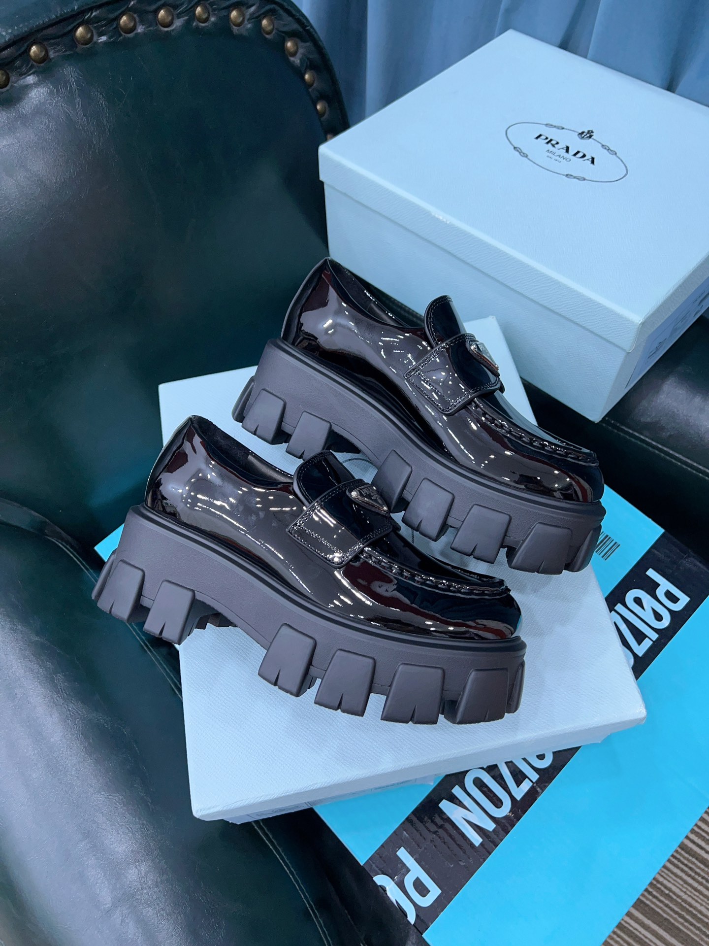 Pra*a Monolith Brushed Loafers Black For Women 2.4in/60mm PRD