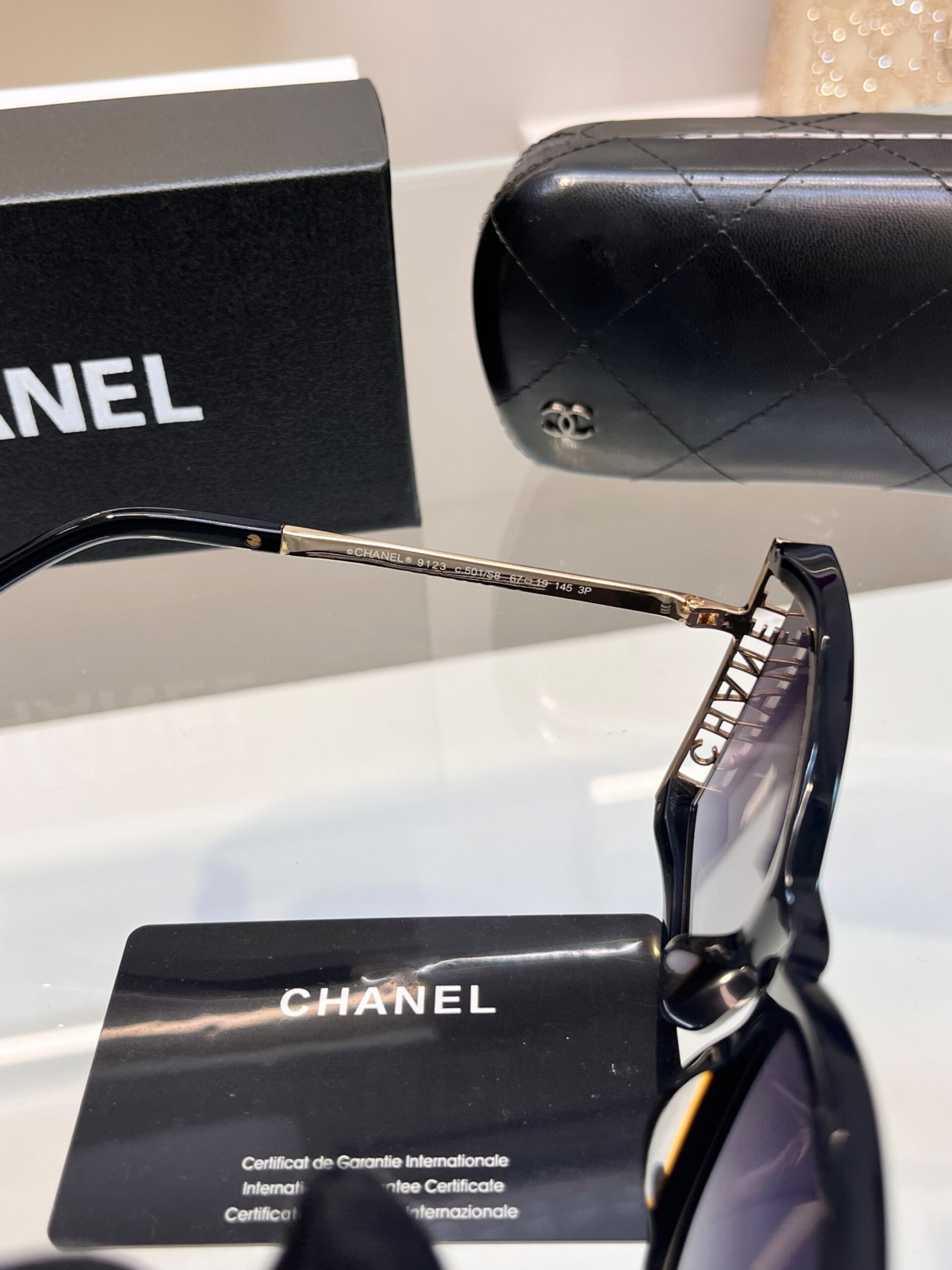 Ch**el Square Sunglasses Black For Women A71545 X06081 S2216