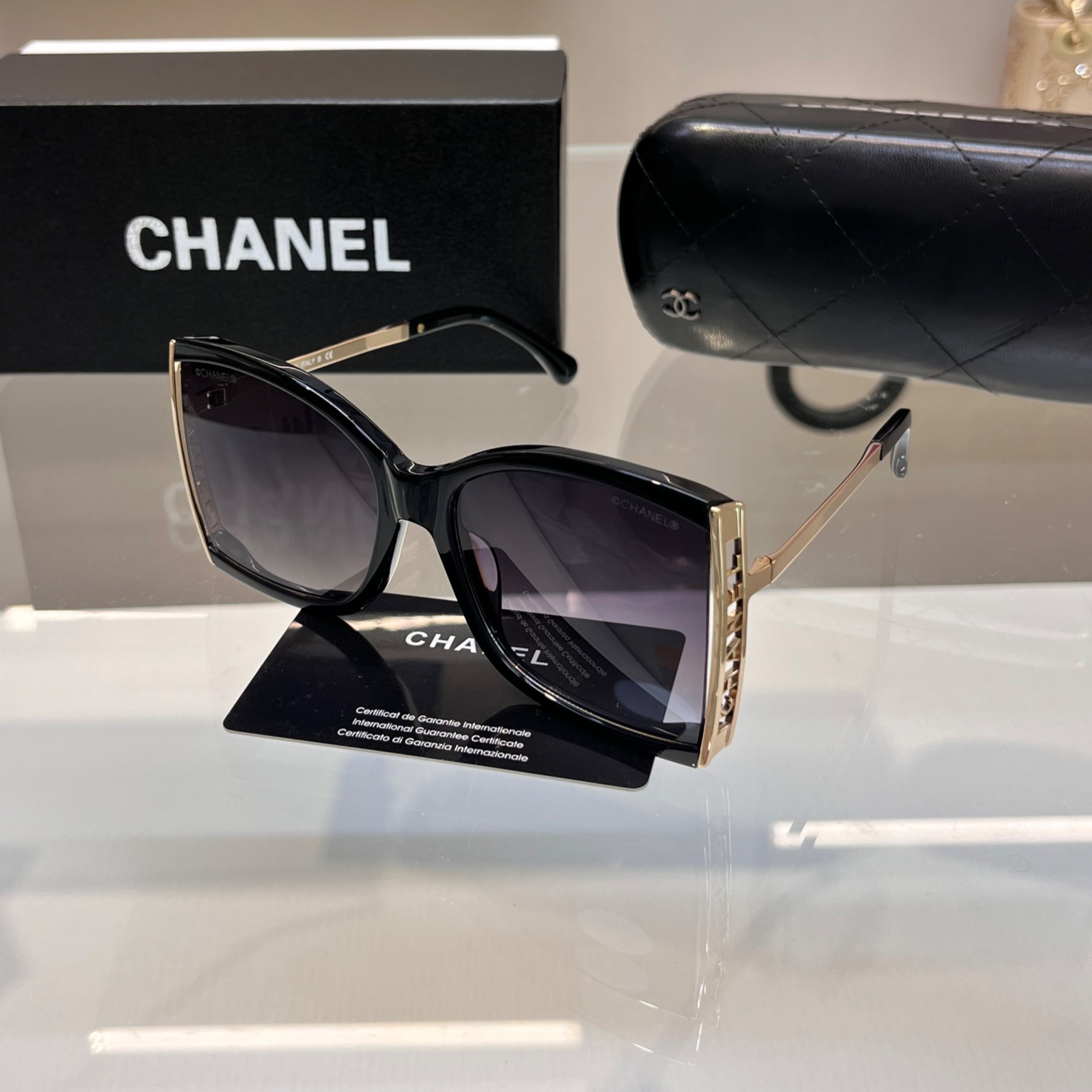 Ch**el Square Sunglasses Black For Women A71545 X06081 S2216