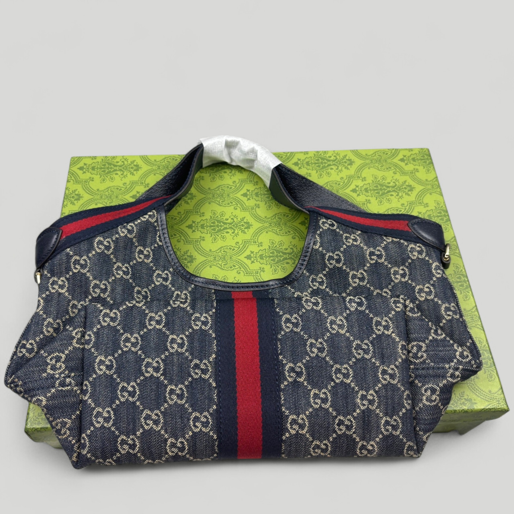 [True-to-ORIGINAL] Gvc*1 Giglio Small Tote Bag Blue And White GG Denim For Women 9.8in/25cm ‎860845 FAFRW 8864