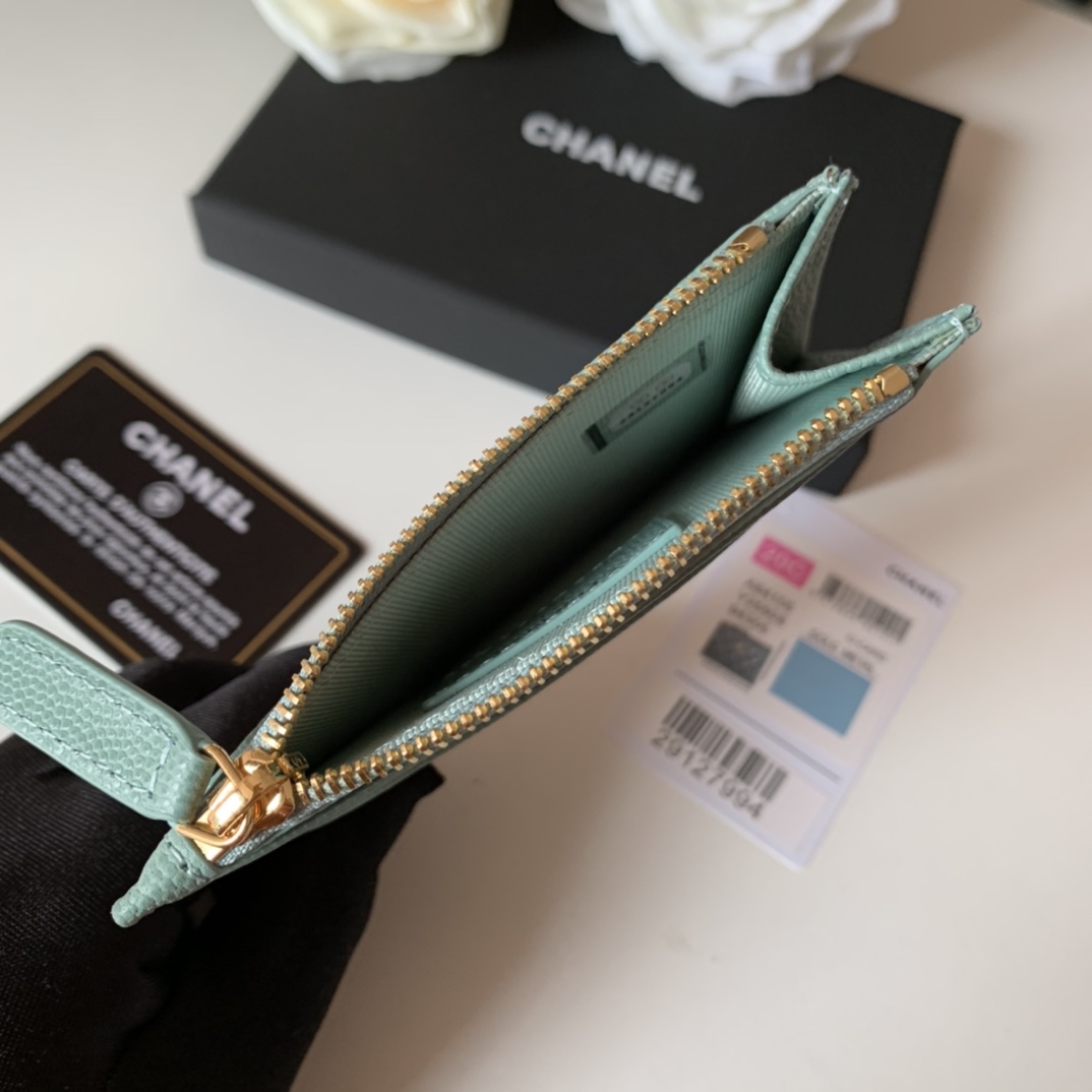 Ch**el Flat Card Holder Mint Bag For Women 11.5cm/4.5in