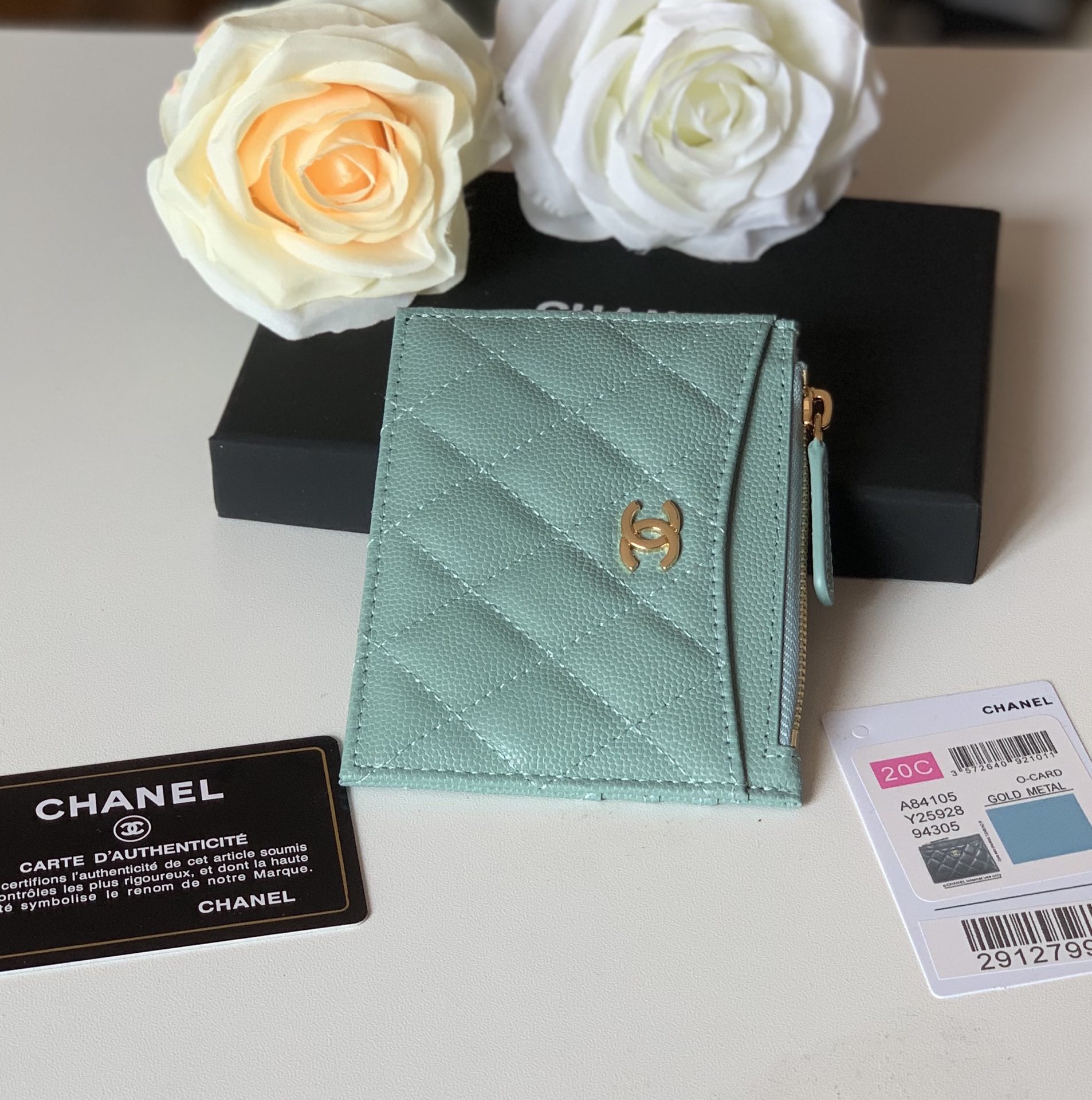 Ch**el Flat Card Holder Mint Bag For Women 11.5cm/4.5in