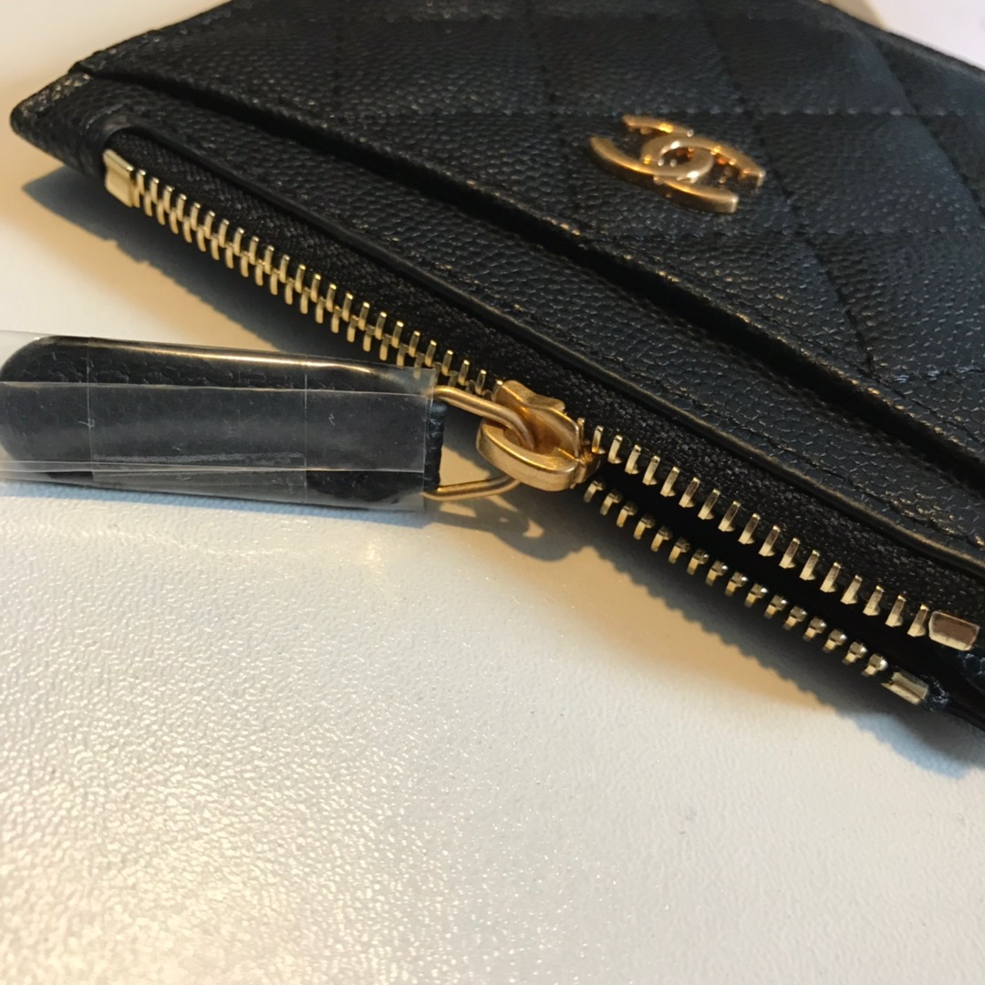 Ch**el Flat Card Holder Black Bag For Women 11.5cm/4.5in