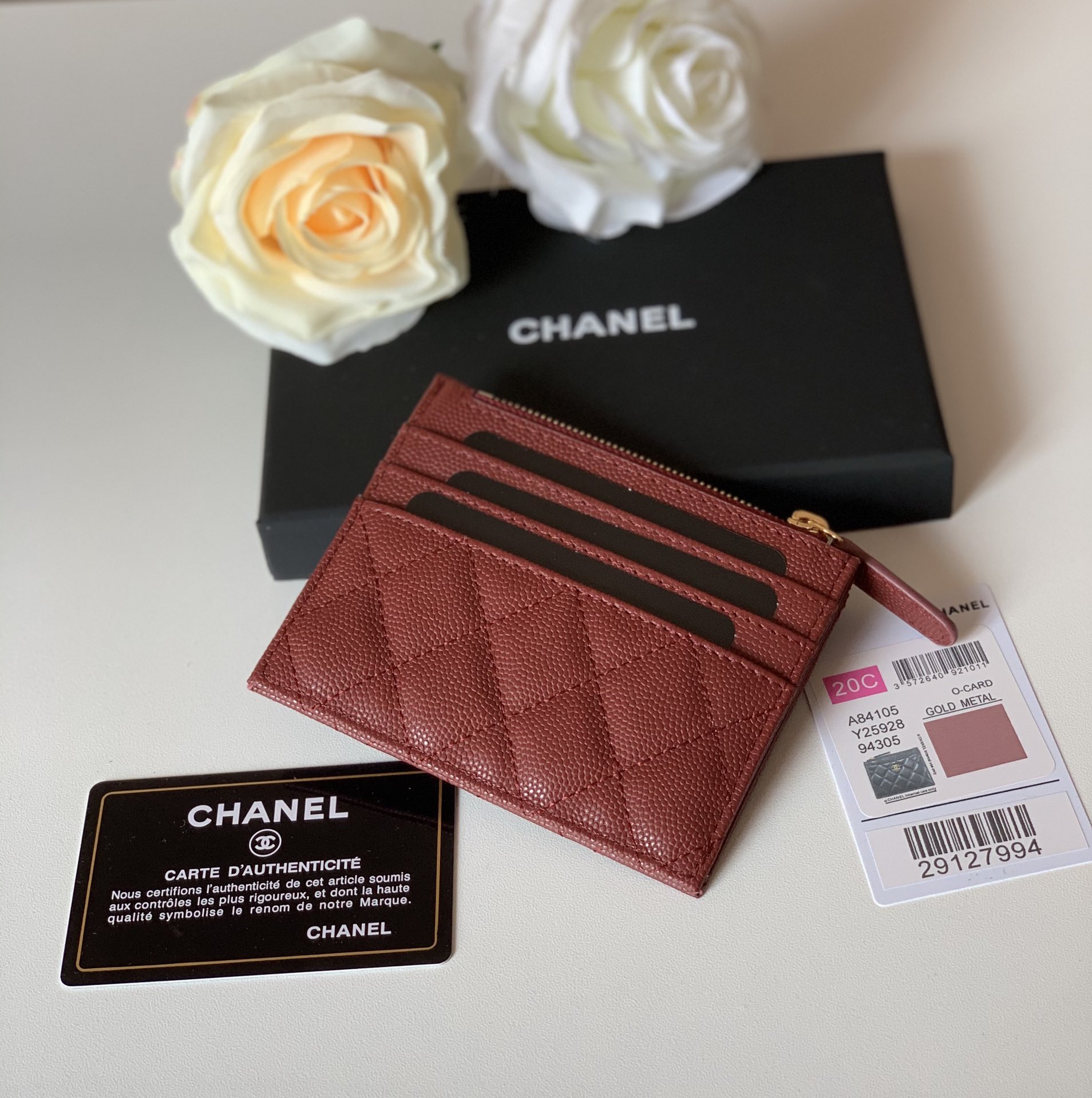 Ch**el Flat Card Holder Red Bag For Women 11.5cm/4.5in