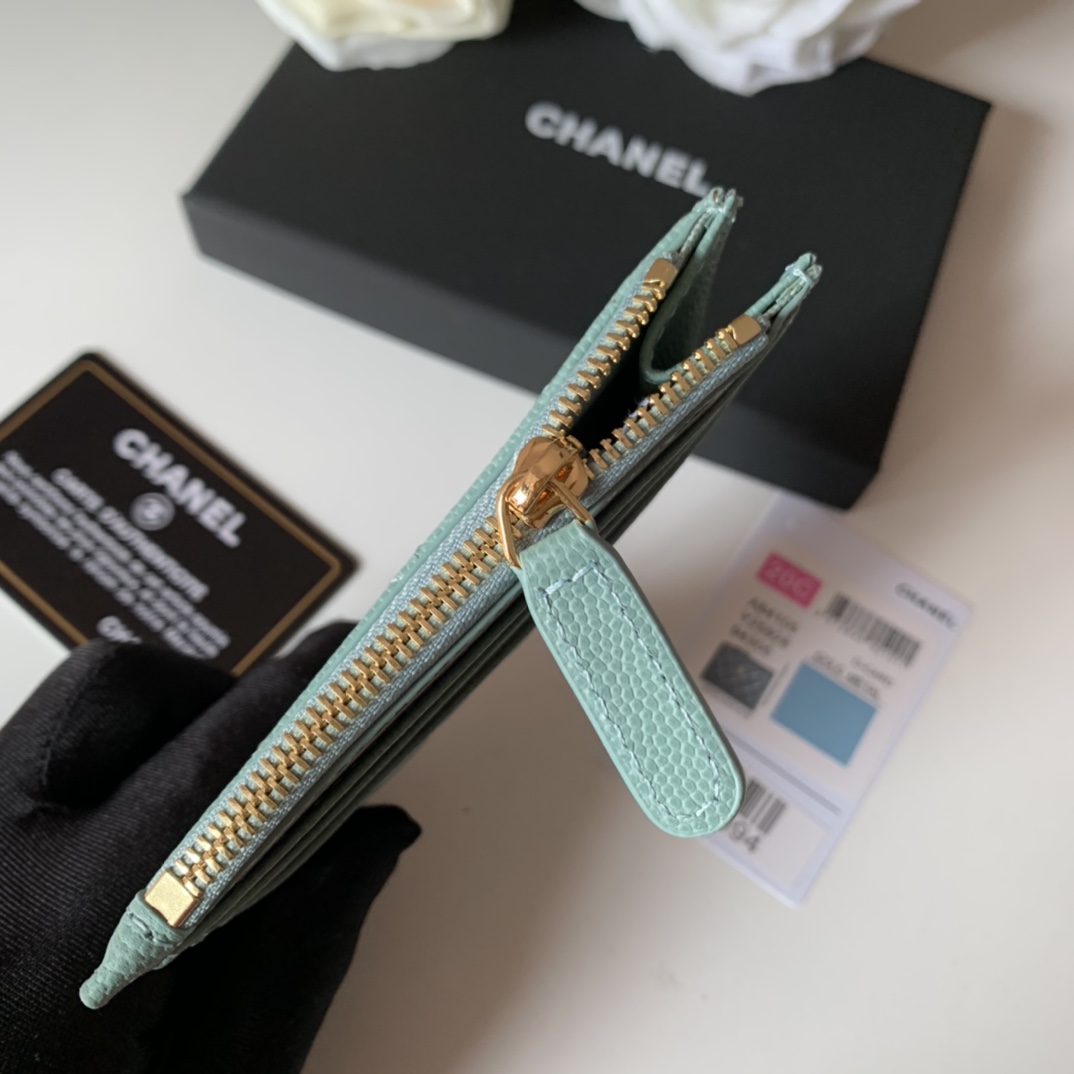 Ch**el Flat Card Holder Mint Bag For Women 11.5cm/4.5in