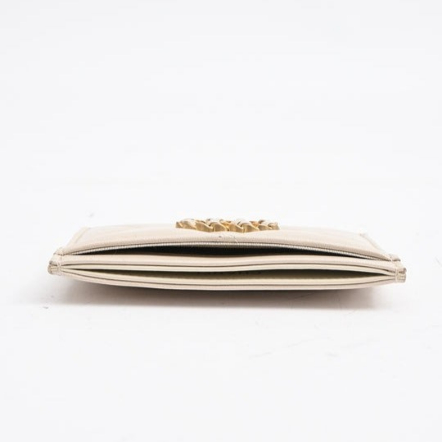 Ch**el CO-CO 19 Card Holder Wallet Beige Gold Toned Hardware For Women 11cm/4.3in