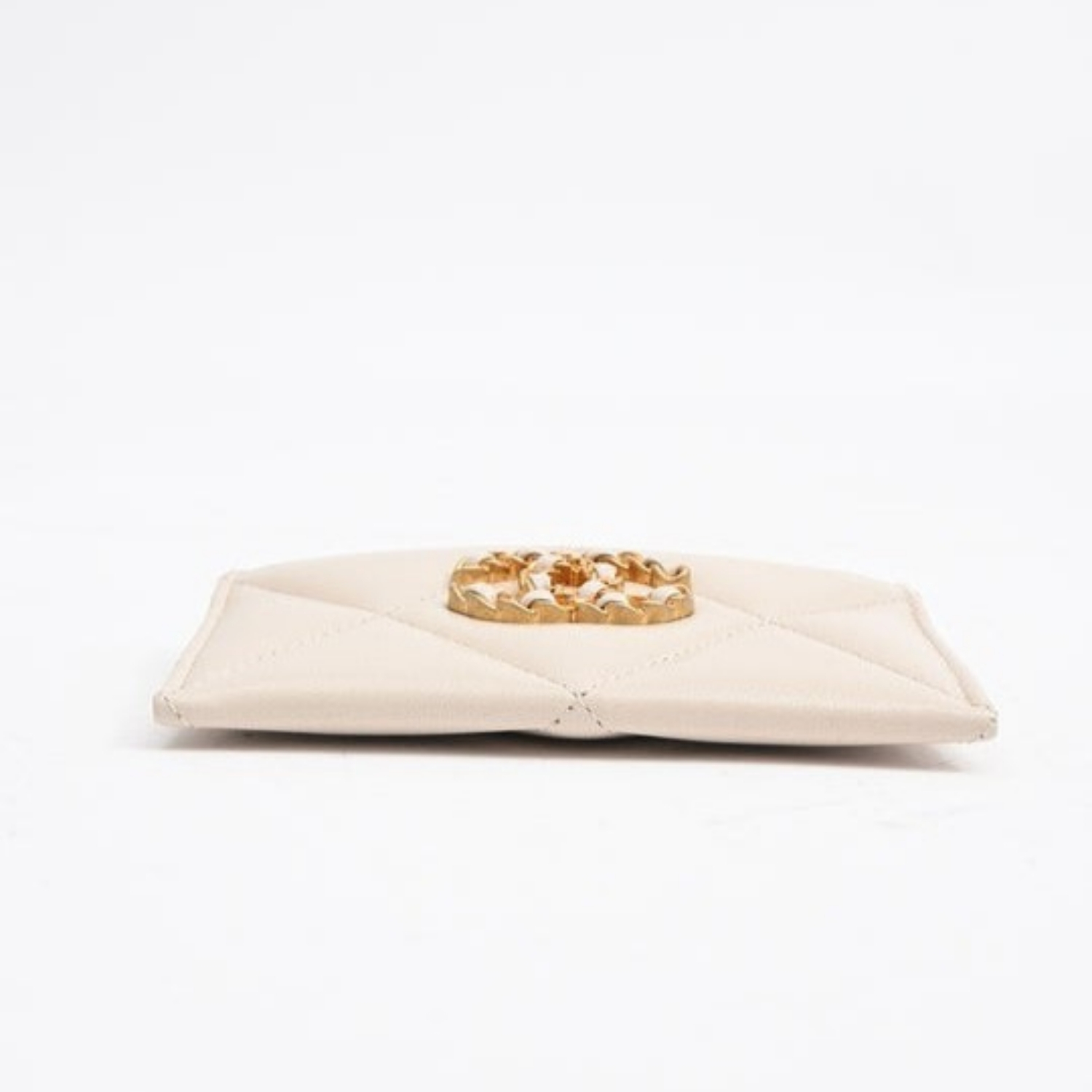 Ch**el CO-CO 19 Card Holder Wallet Beige Gold Toned Hardware For Women 11cm/4.3in