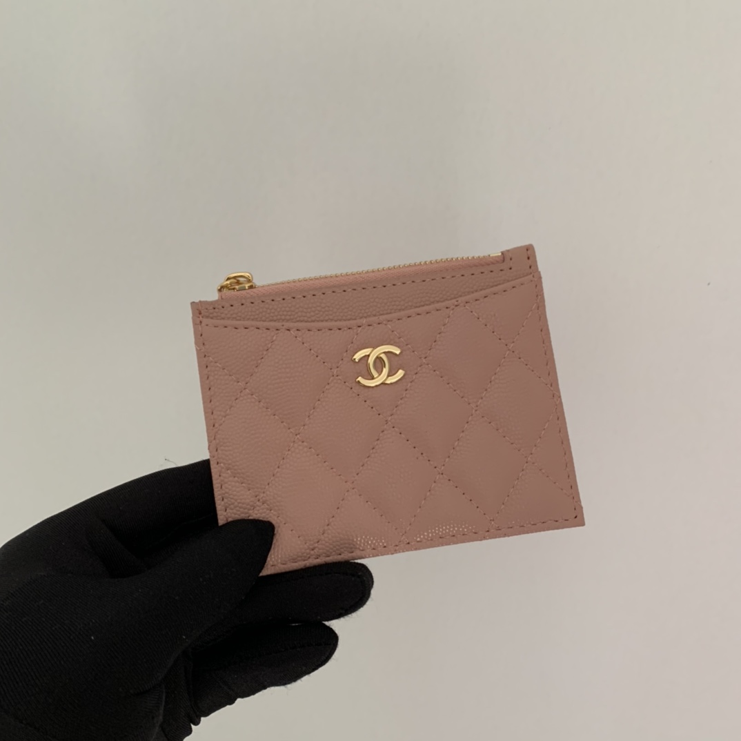 Ch**el Flat Card Holder Pink Bag For Women 11.5cm/4.5in