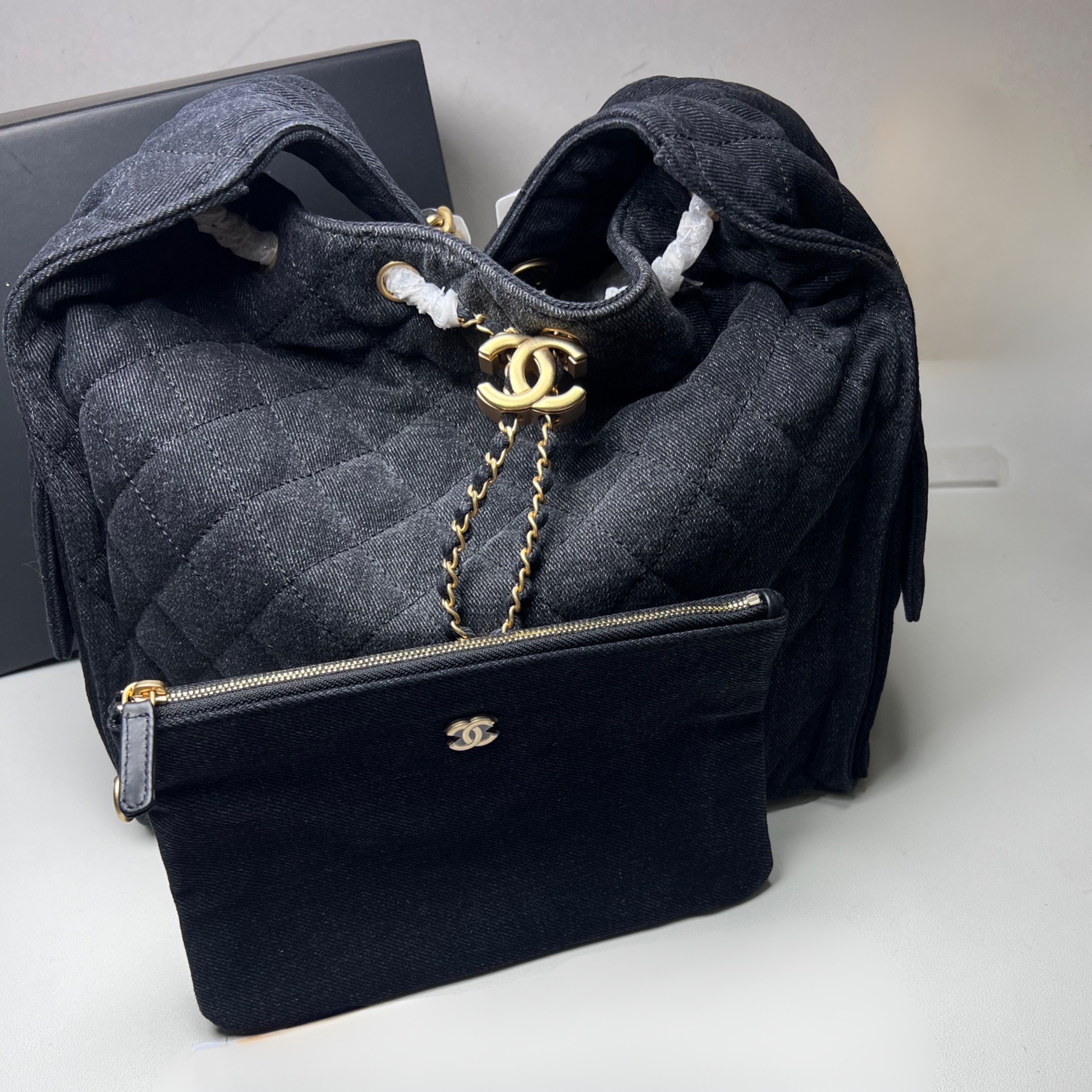 Ch**el 25 Medium Handbag Denim Black For Women 11.8in/30cm AS5311-B20520-U0725