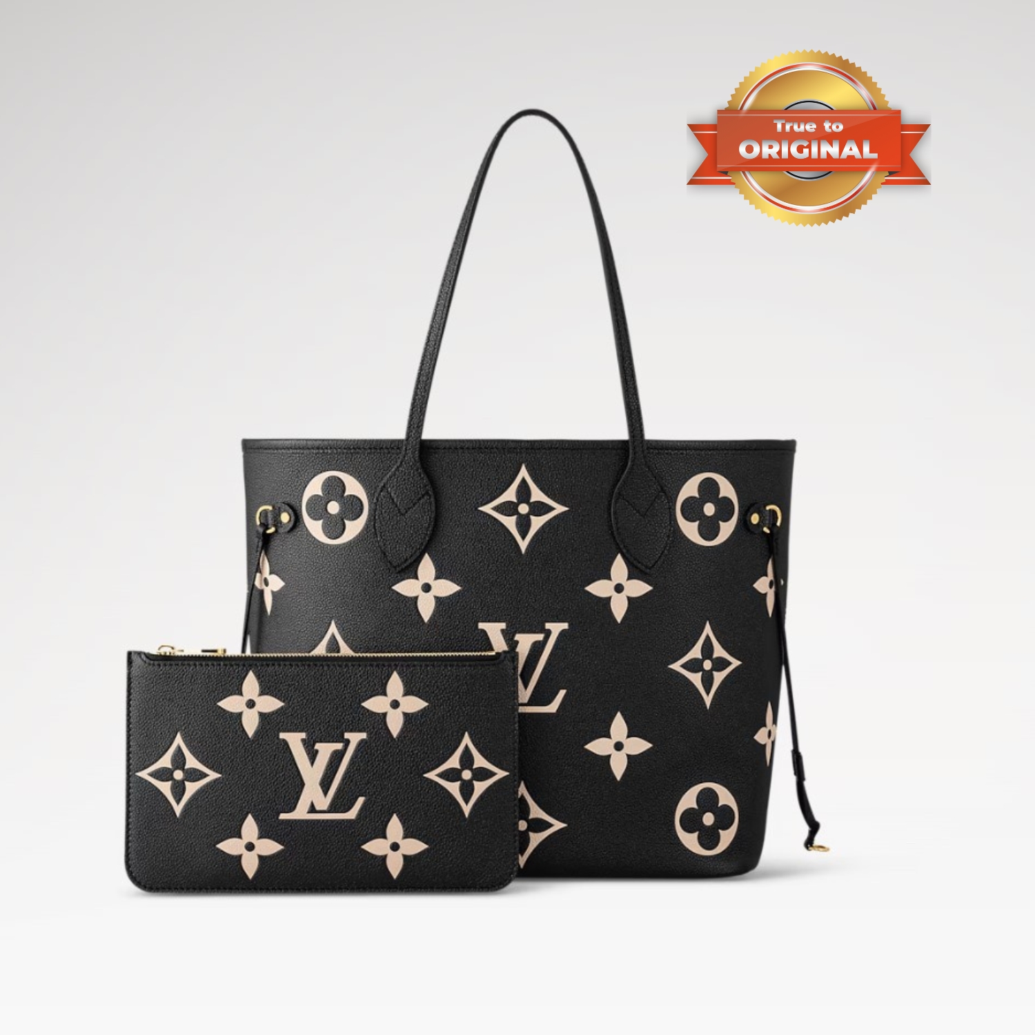 [True-to-ORIGINAL] L0vis Vvtt0n Neverfull MM Tote Bag Monogram Empreinte Black/Beige For Women 31cm/12.2in M58907