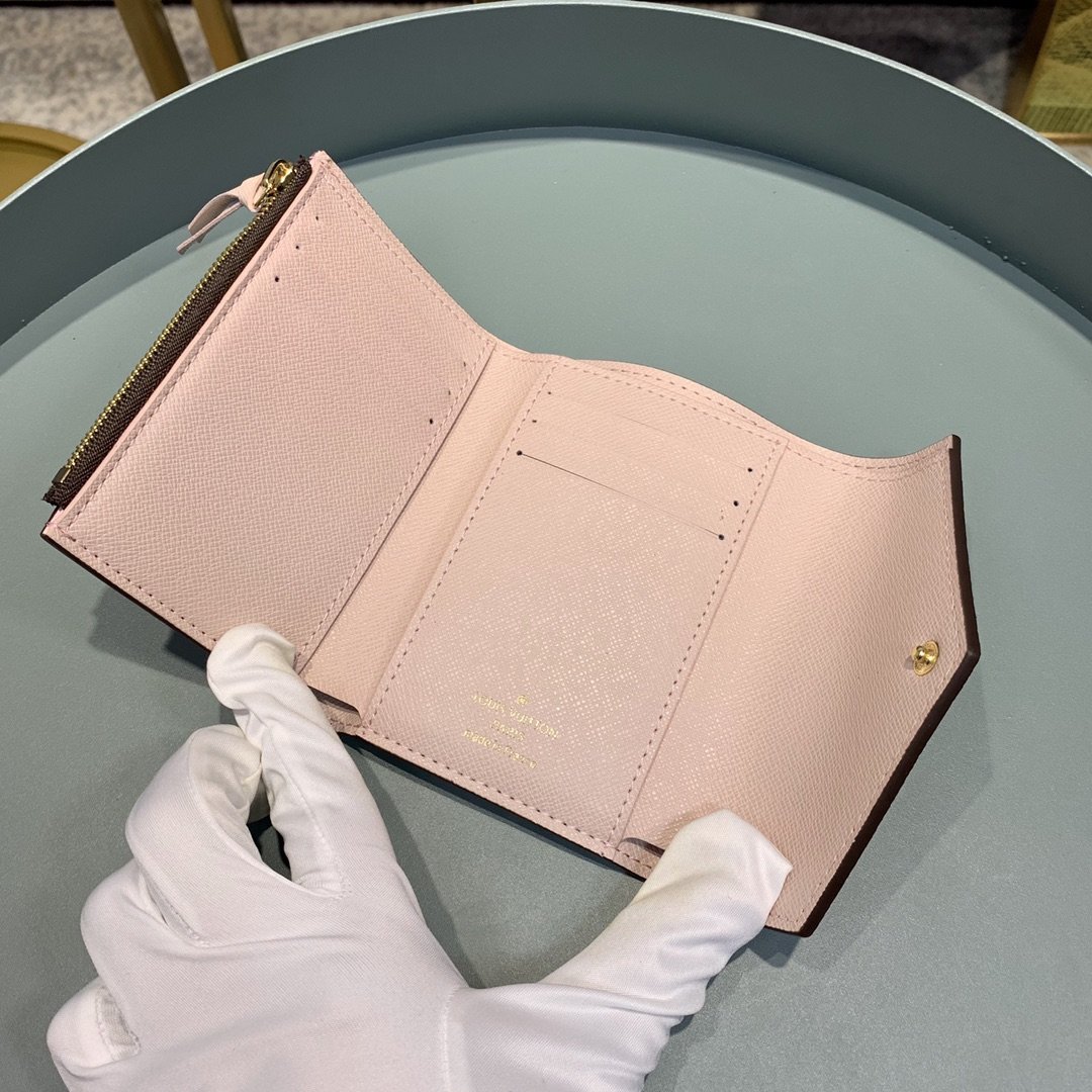 L0vis Vvtt0n Victorine Wallet Damier Ebene Rose Ballerine Pink For Women, Women’s Wallet 12cm LV N61700