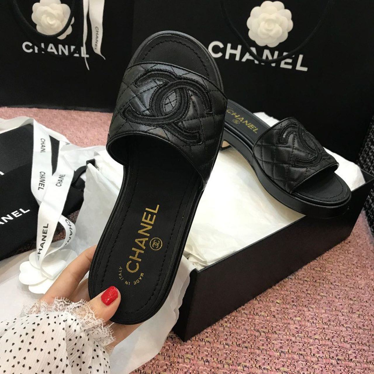 Ch**el Mules Black For Women, Women’s Shoes