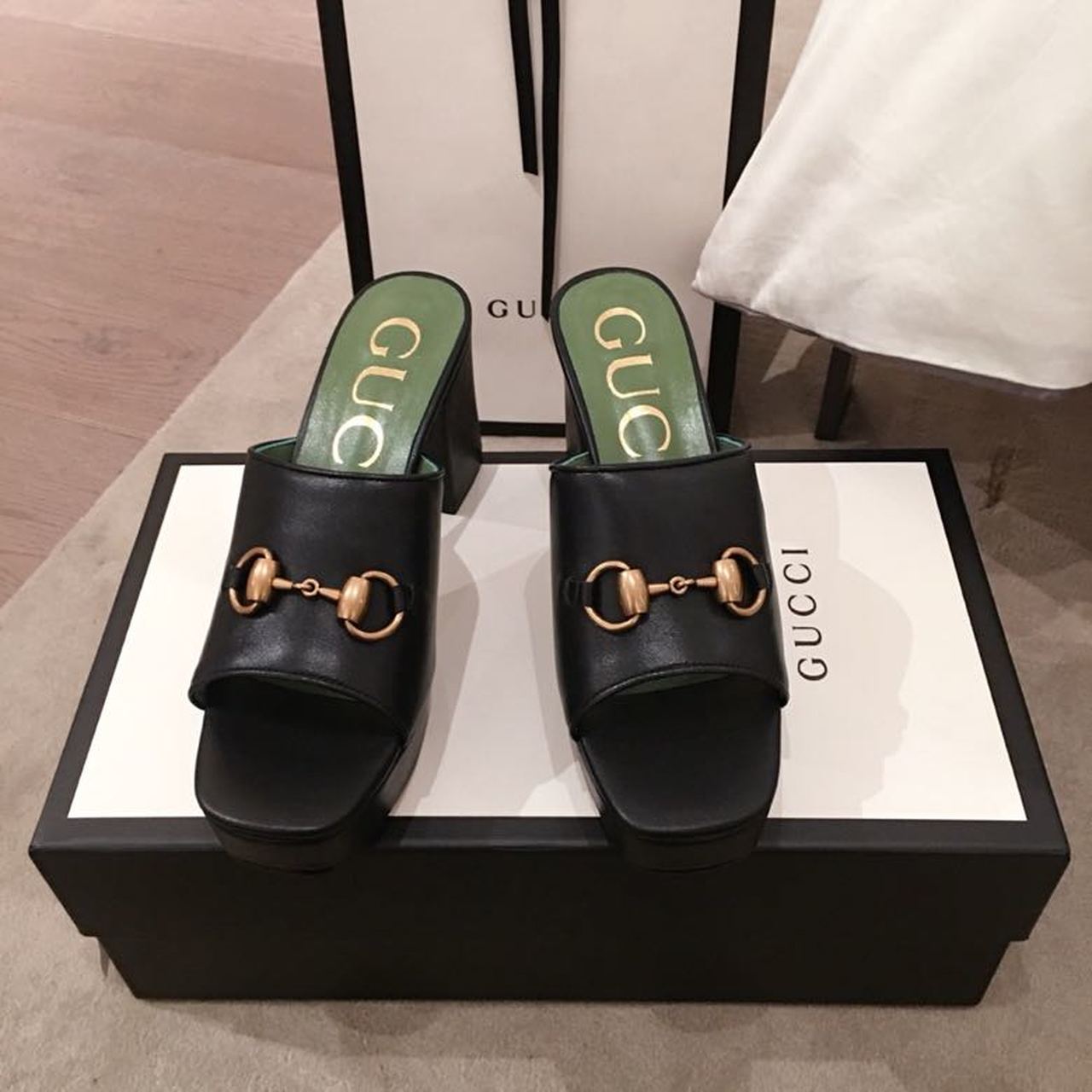 Gvc*1 Horsebit Platform Mules Black For Women