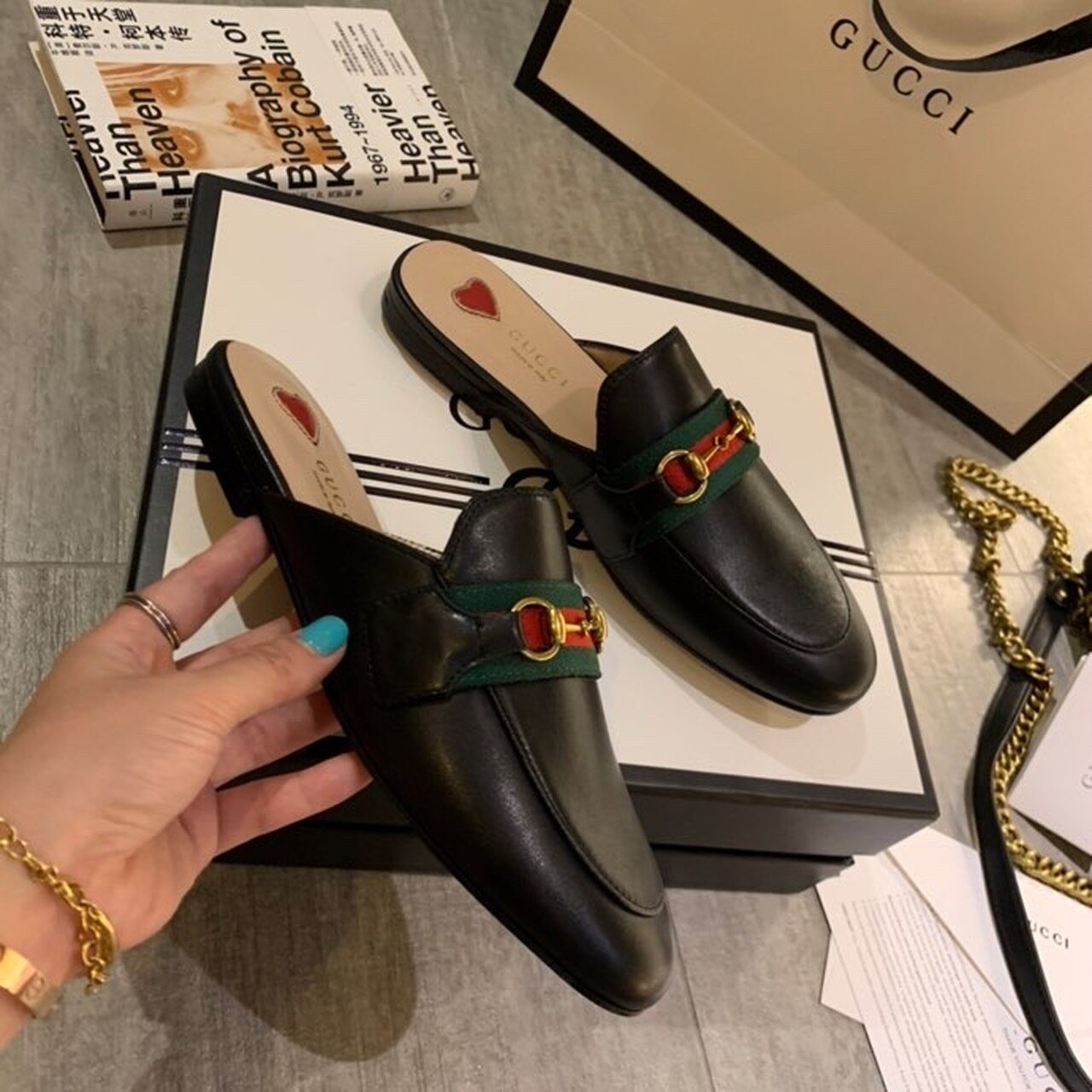 Gvc*1 Women’s Princetown Slipper Black For Women GG ‎629084 CQXM0 1060