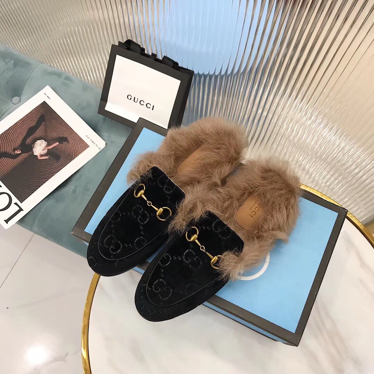 Gvc*1 Women’s Princetown Slipper Mules By Velvet Black For Women GG