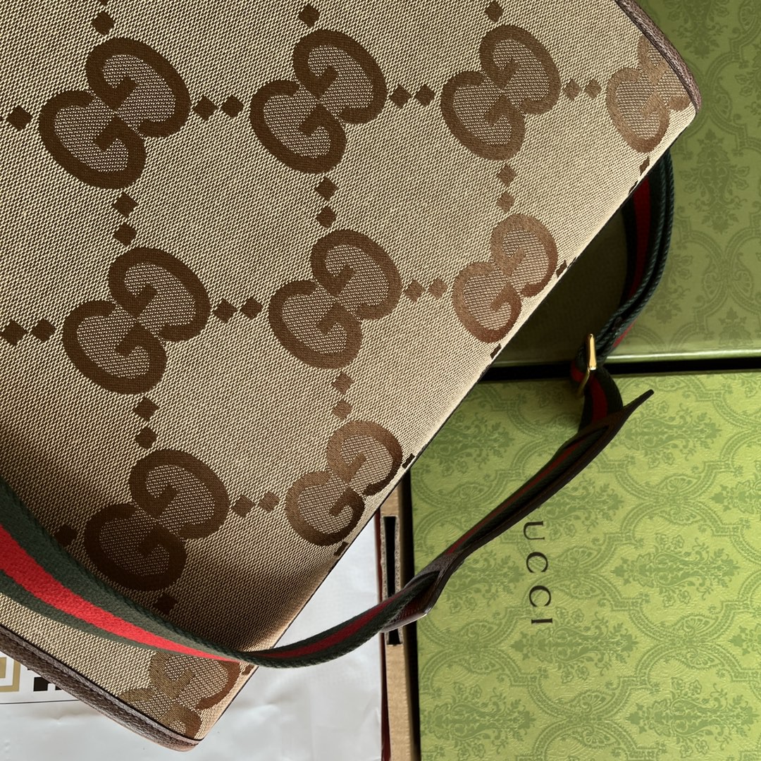 Gvc*1 Tote Bag With Jumbo Camel And Ebony Jumbo GG Canvas For Women 14.6in/37cm ‎678839 UKMDG 2570