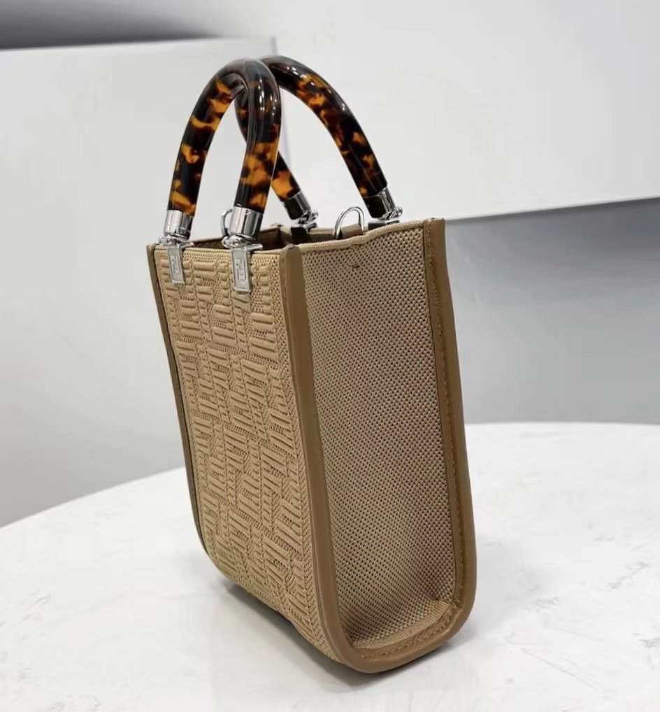 F**di Mini Sunshine Shopper Beige For Women, Women’s Handbags, Shoulder And CrossBody Bags 7.1in/18cm FF 8BS051