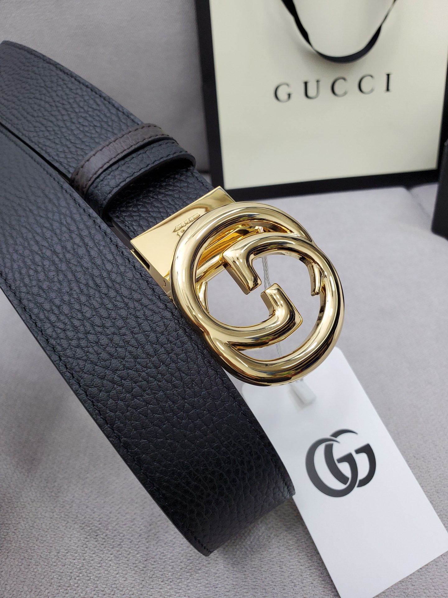 Gvc*1 Belt With Interlocking G Buckle Black For Women, Women Belt