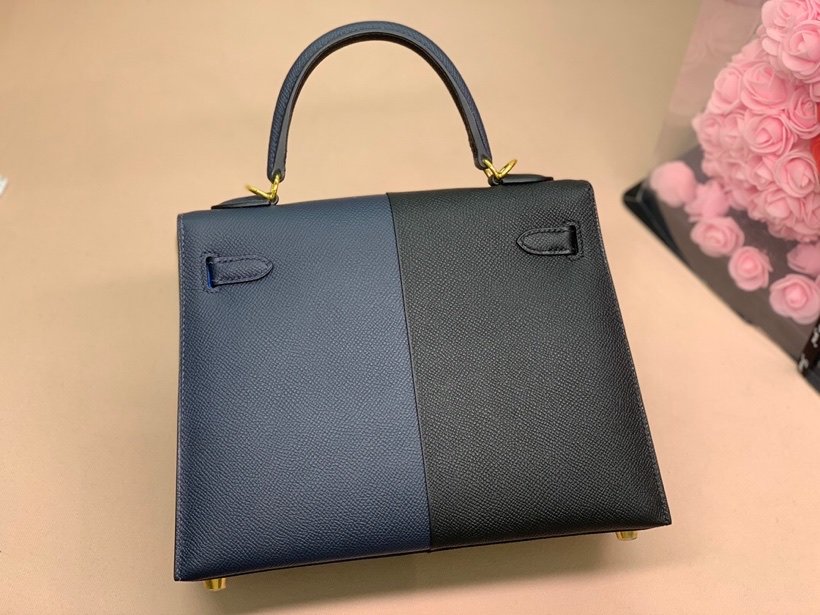 H**me5 Kelly 28 Sellier Epsom Bag Black/Navy Blue For Women, Women’s Handbags, Shoulder Bags 11in/28cm