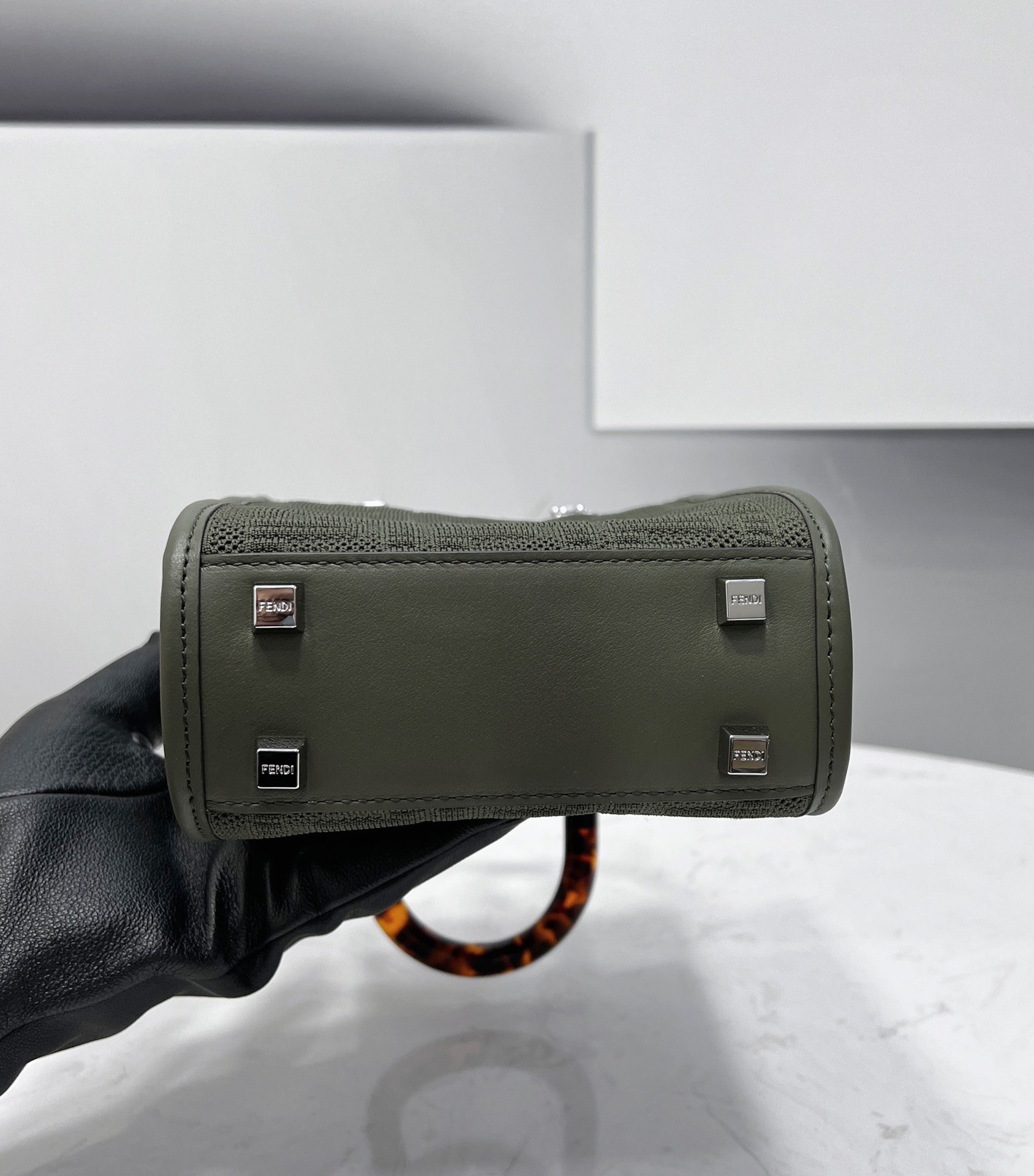 F**di Mini Sunshine Shopper Black For Women, Women’s Handbags, Shoulder And CrossBody Bags 7.1in/18cm FF 8BS051