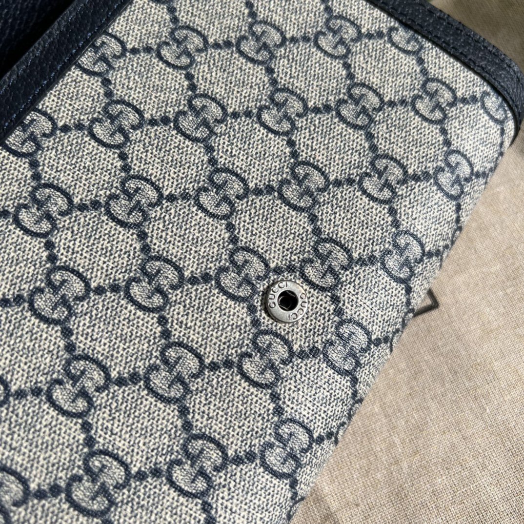 Gvc*1 Dionysus GG Chain Wallet Beige And Blue Svp*me Canvas For Women 8in/20cm 401231 K9GSN 4075