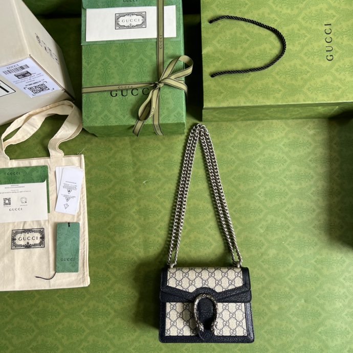 Gvc*1 Dionysus Mini Bag Beige And Blue GG Svp*me Canvas For Women 7.5in/20cm