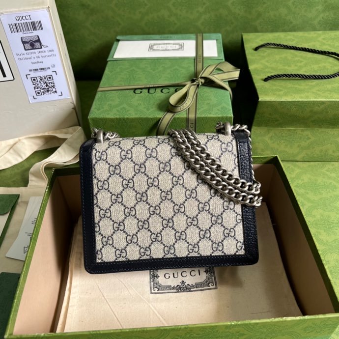 Gvc*1 Dionysus Mini Bag Beige And Blue GG Svp*me Canvas For Women 7.5in/20cm