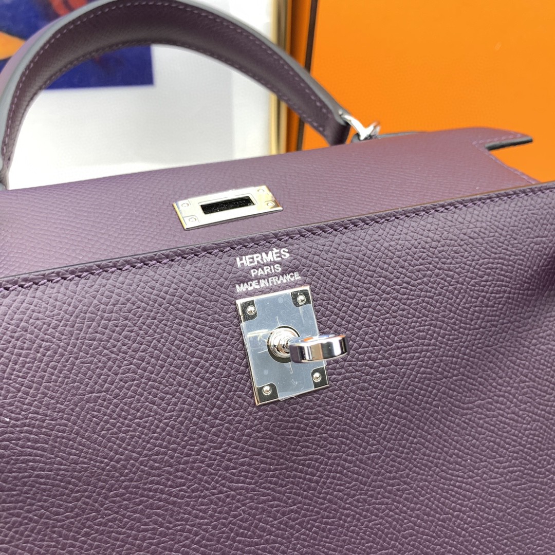 H**me5 Kelly 25 Sellier Epsom Dark Purple Bag For Women, Women’s Handbags, Shoulder Bags 10in/25cm