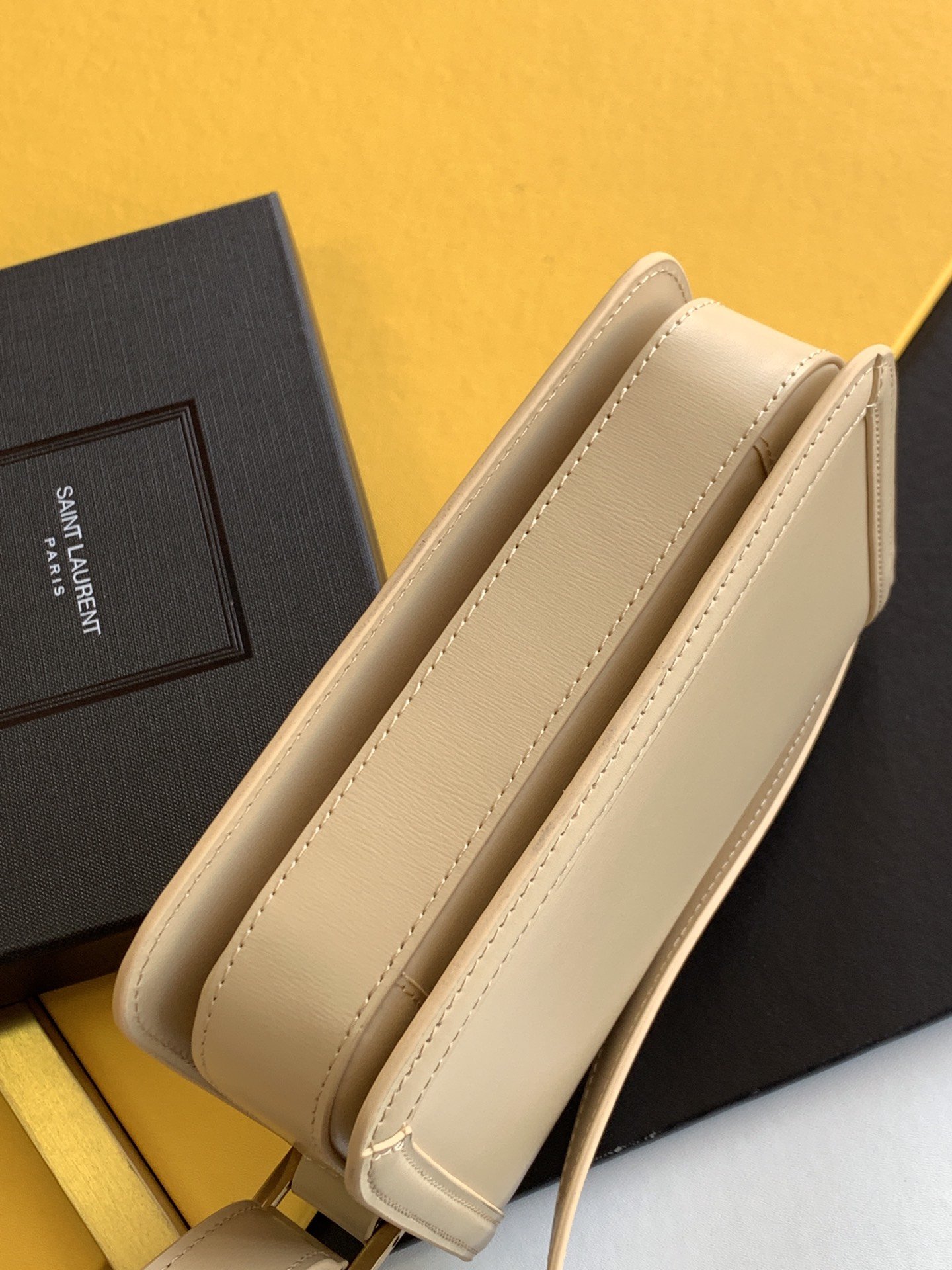 Sa1nt Lau*nt Solferino Small Satchel Bag Beige In Box With Gold Hardware 7.4in/19cm Y51 6343060SX0W9207