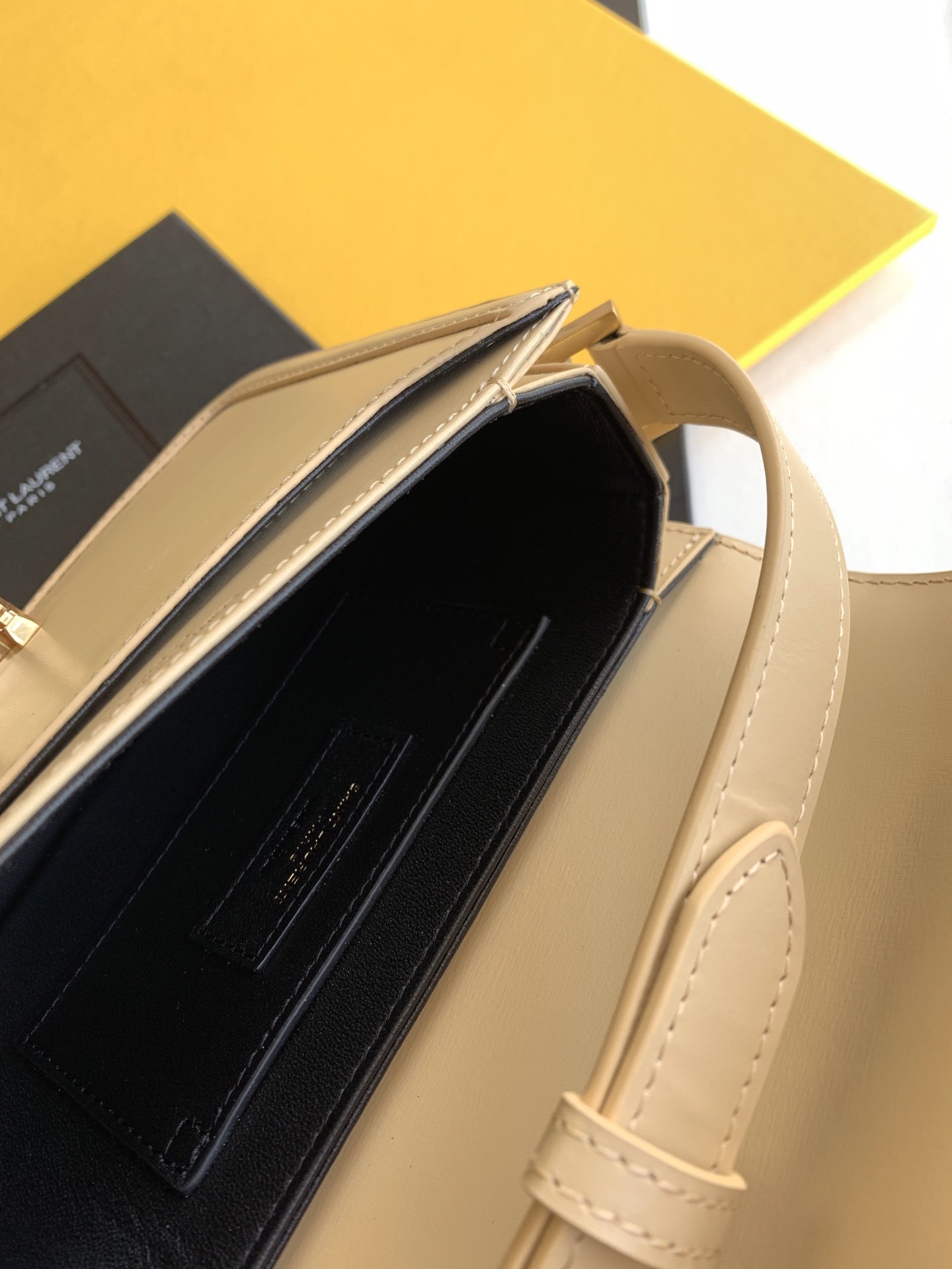 Sa1nt Lau*nt Solferino Small Satchel Bag Beige In Box With Gold Hardware 7.4in/19cm Y51 6343060SX0W9207