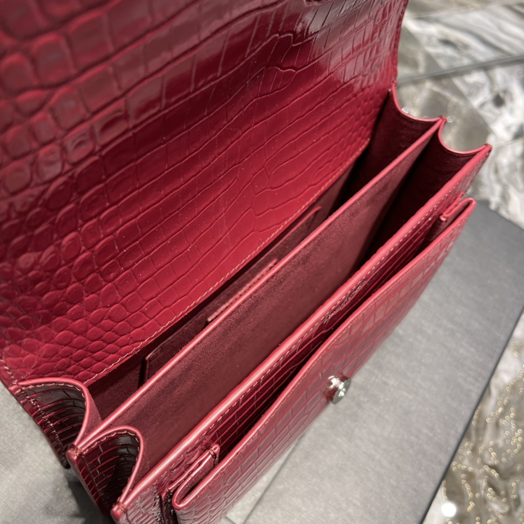 Sa1nt Lau*nt Sunset Medium Chain Bag Red For Women 8.6in/22cm Y51