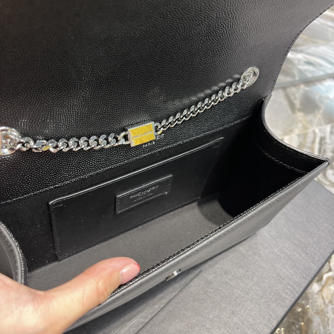 Sa1nt Lau*nt Kata Medium Chain Bag Black With Tassel For Women 9.4in/24cm Y51 354119BOW0N1000