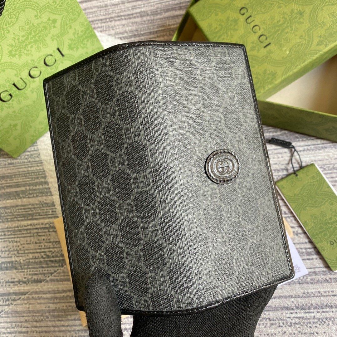 Gvc*1 Marmont Long ID Wallet With Interlocking G Black For Men 7in/18cm GG