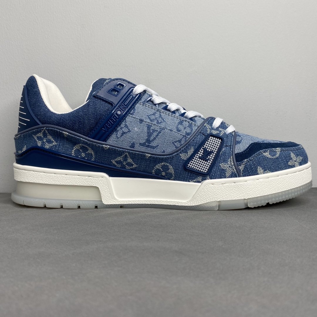 L0vis Vvtt0n Trainer Sneaker Rubber Monogram Denim Blue  Virgil Abloh For Men LV