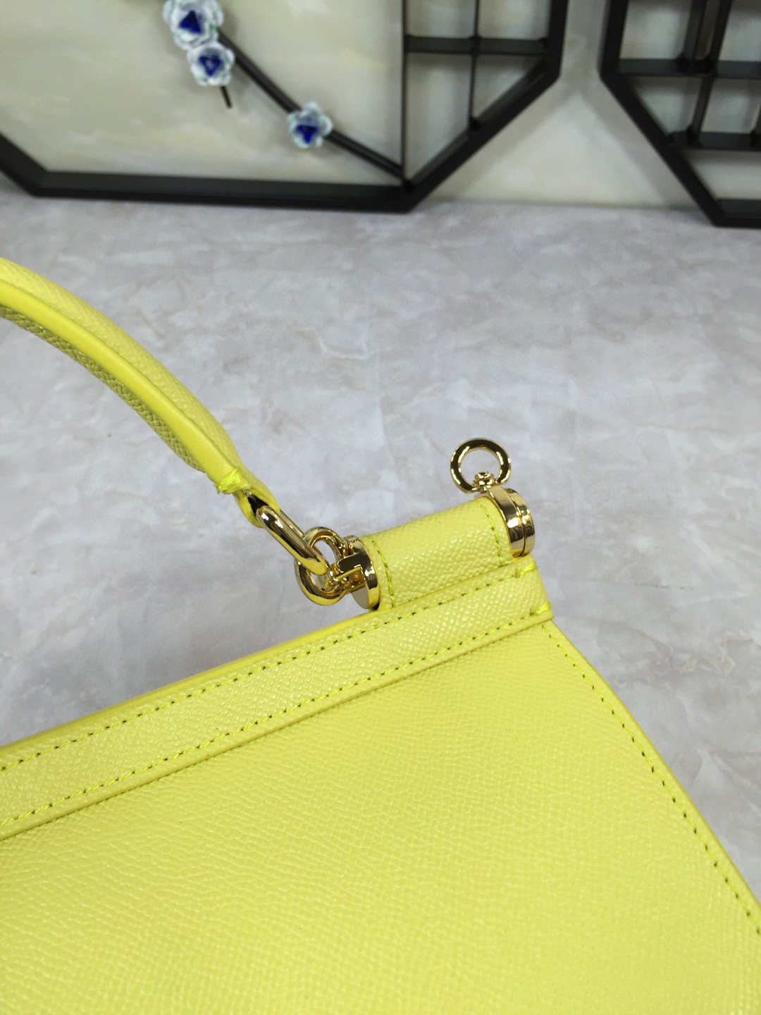 Dolce & Gabbana Medium Sicily Handbag In Dauphine Yellow For Women 10.2in/26cm DG