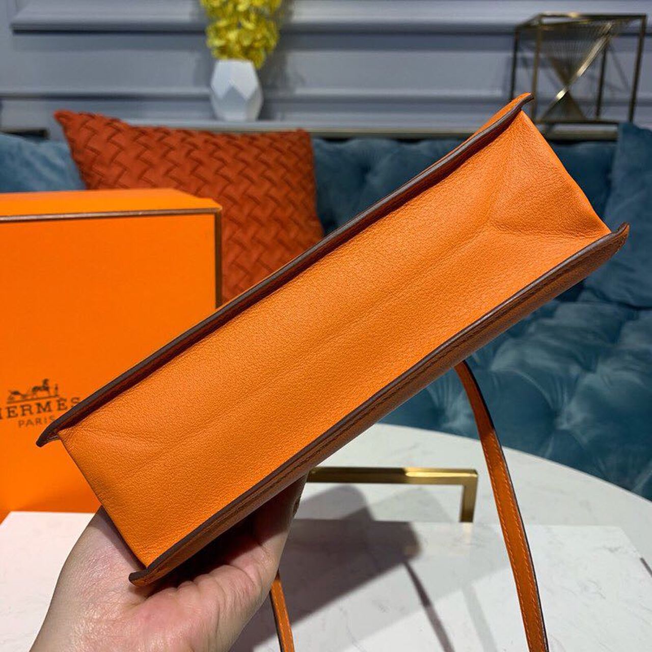 H**me5 Kelly Danse II Bag Swift Orange Gold Hardware For Women 8.7in/22cm