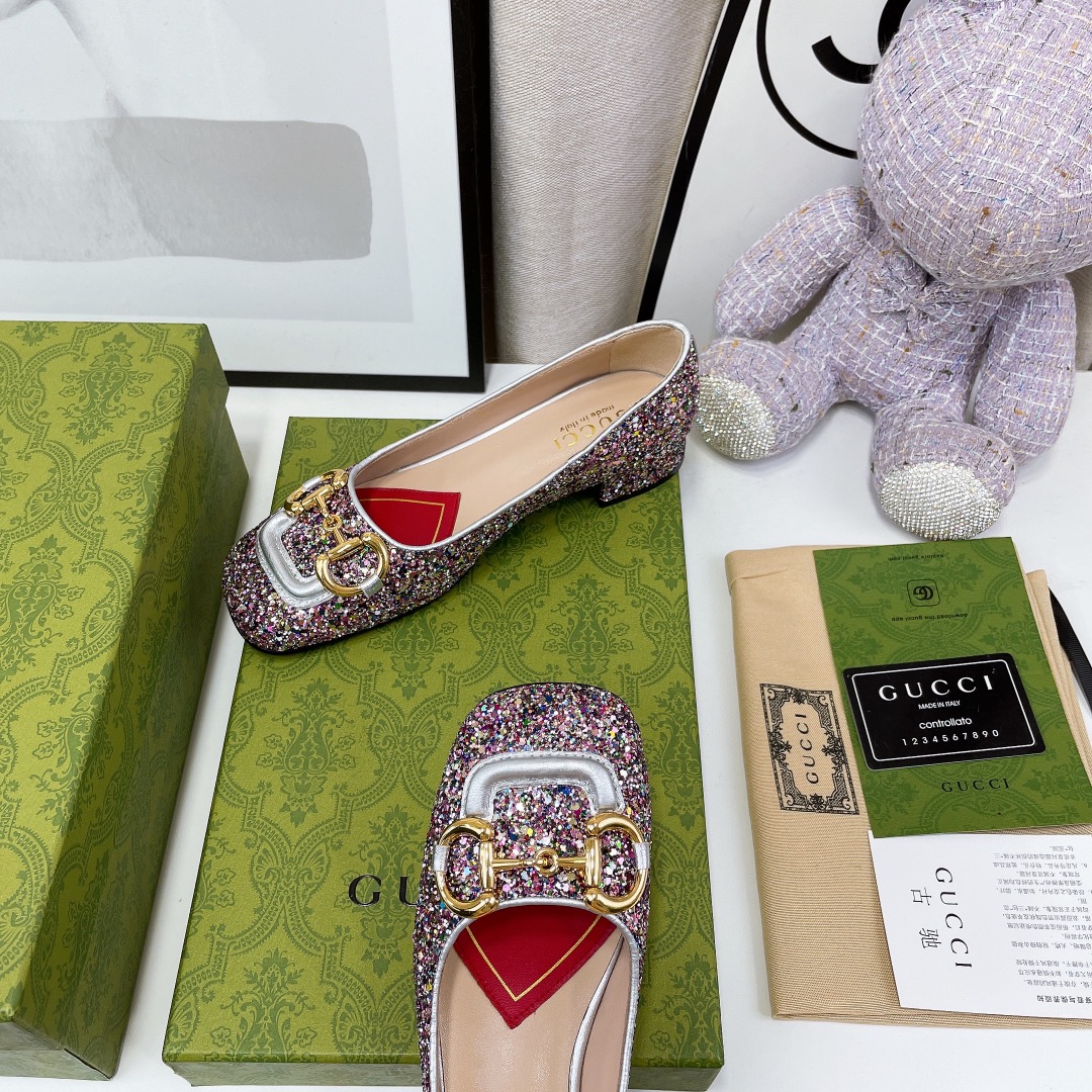 Gvc*1 Lovelight Crystal Ballet Flat With Horsebit Multicolor For Women GG 707703 KSP20 8461