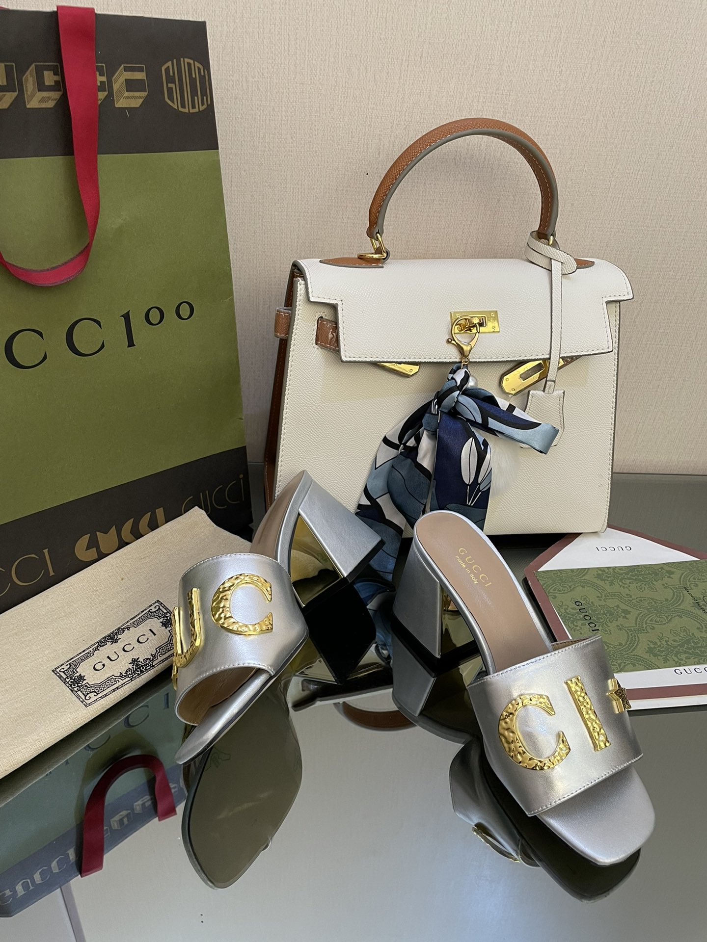 Gvc*1 Women’s ‘Gvc*1’ Slide Sandal Silver For Women GG