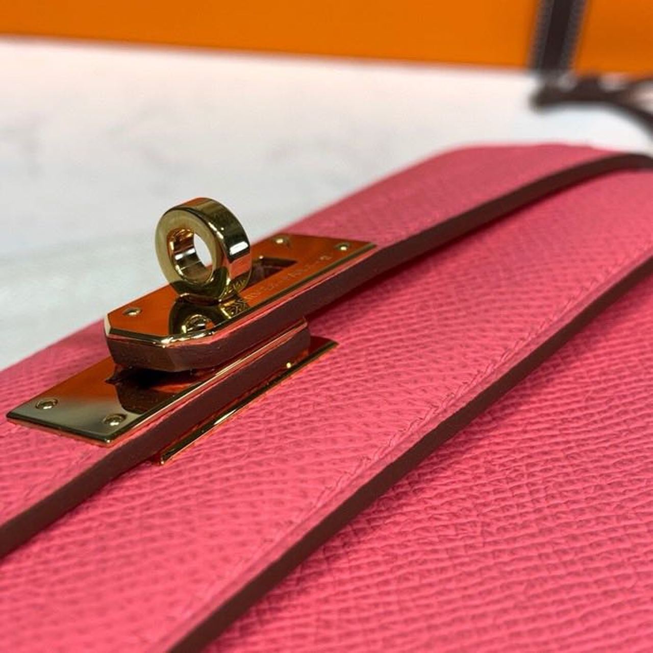 H**me5 Kelly Wallet To Go Woc Pink With Gold Toned Hardware Bag For Women 8.2in/21cm