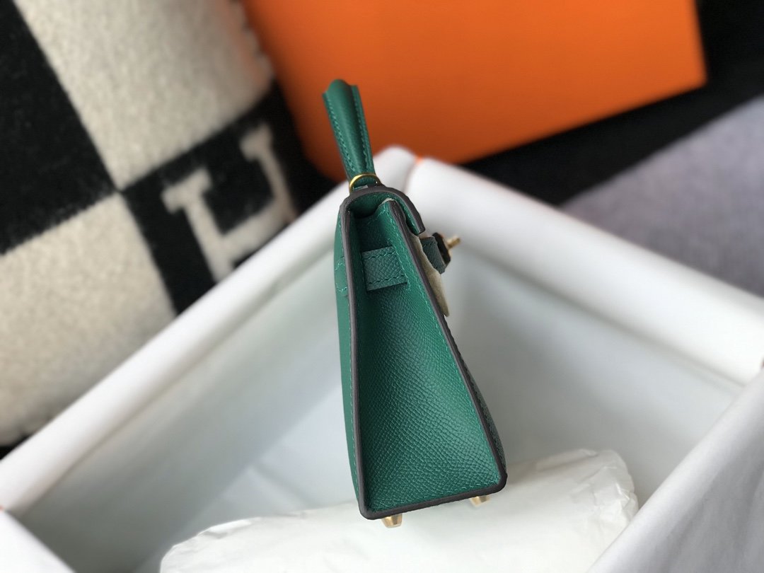 H**me5 Kelly 19 Green With Gold Toned Hardware Bag For Women, Women’s Handbags, Shoulder Bags 7.5in/19cm