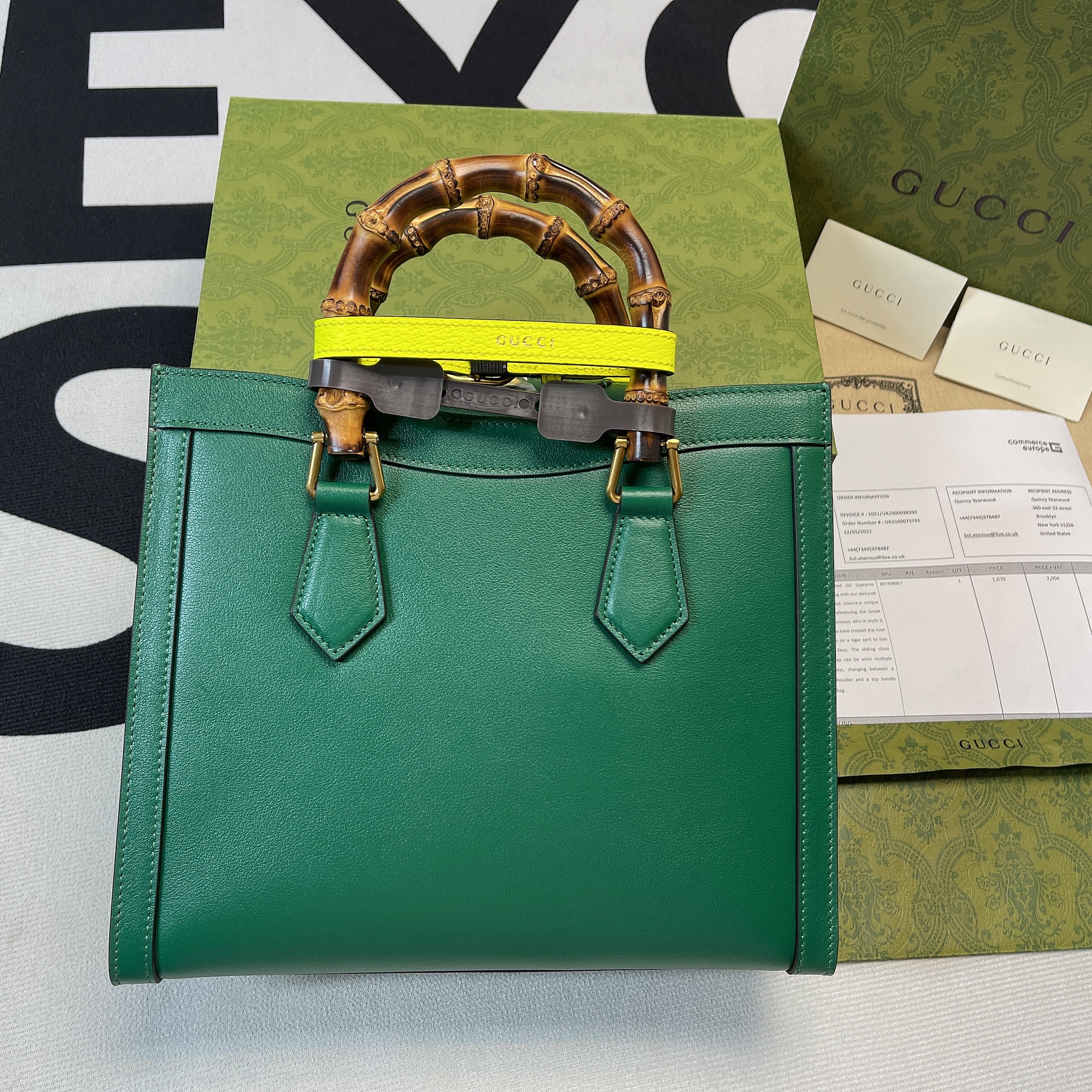 Gvc*1 Diana Medium Tote Bag Green For Women, Women’s Bags 11in/27cm GG ‎