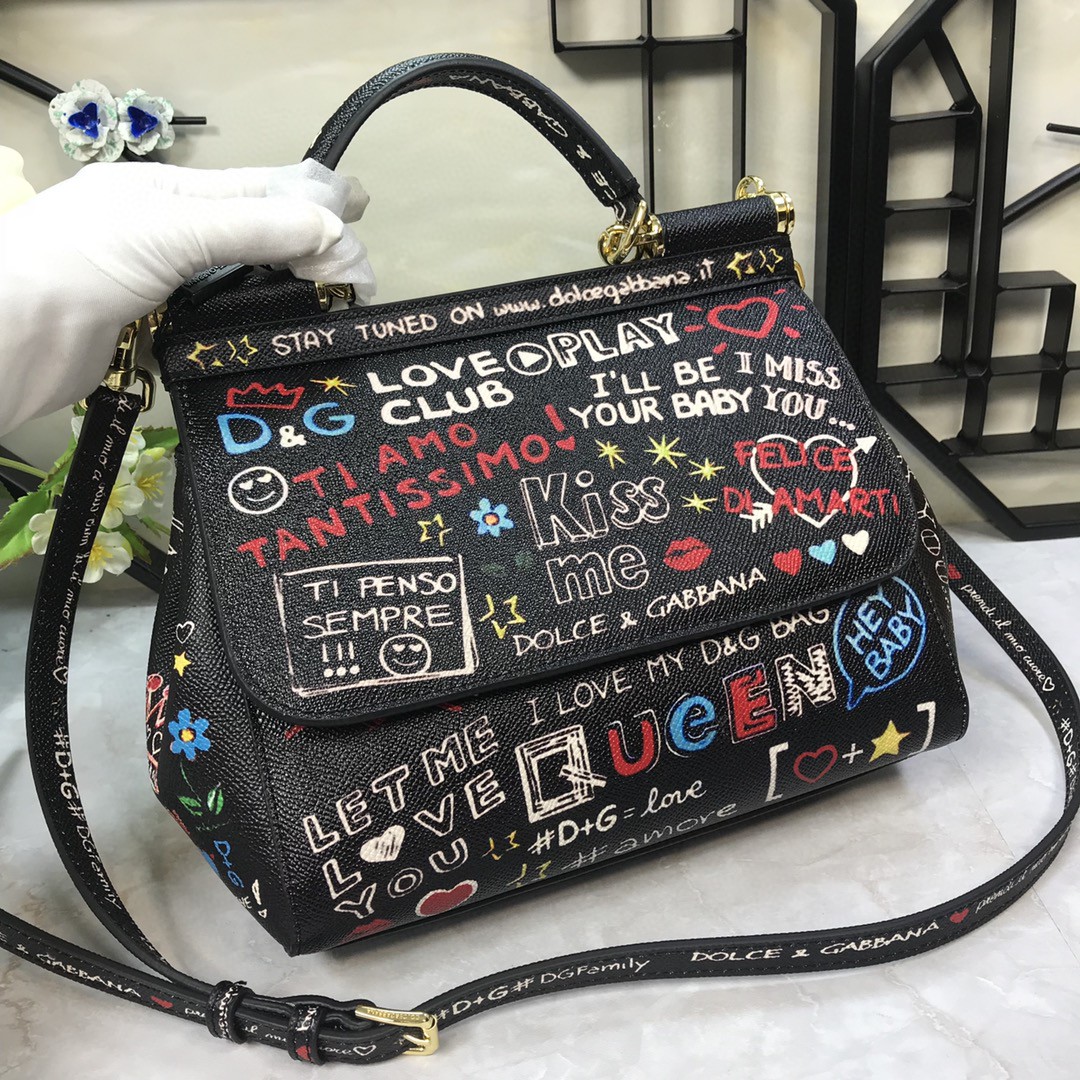 Dolce & Gabbana Medium Sicily Handbag In Dauphine Muticolour For Women 10.2in/26cm DG